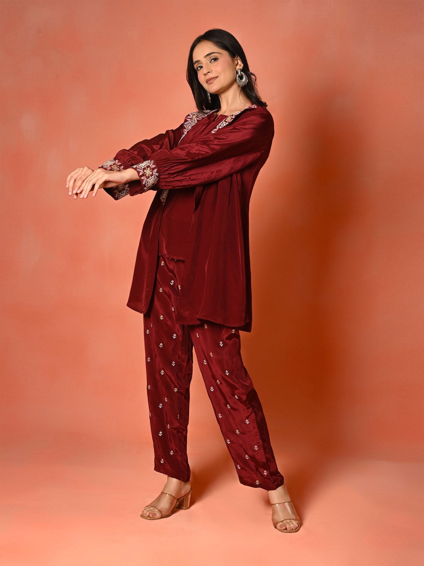 Ruby Bloom Butter Crepe Kaftan Set