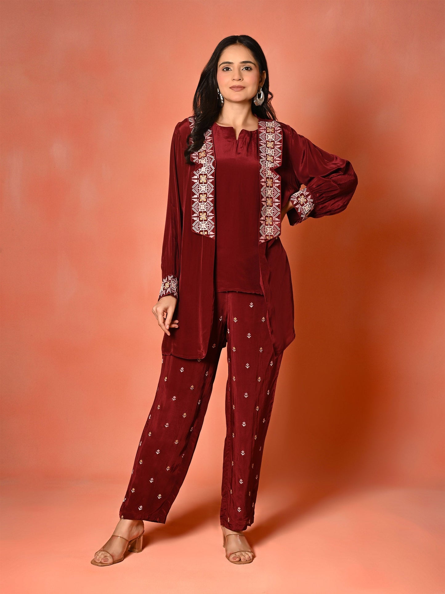 Ruby Bloom Butter Crepe Kaftan Set