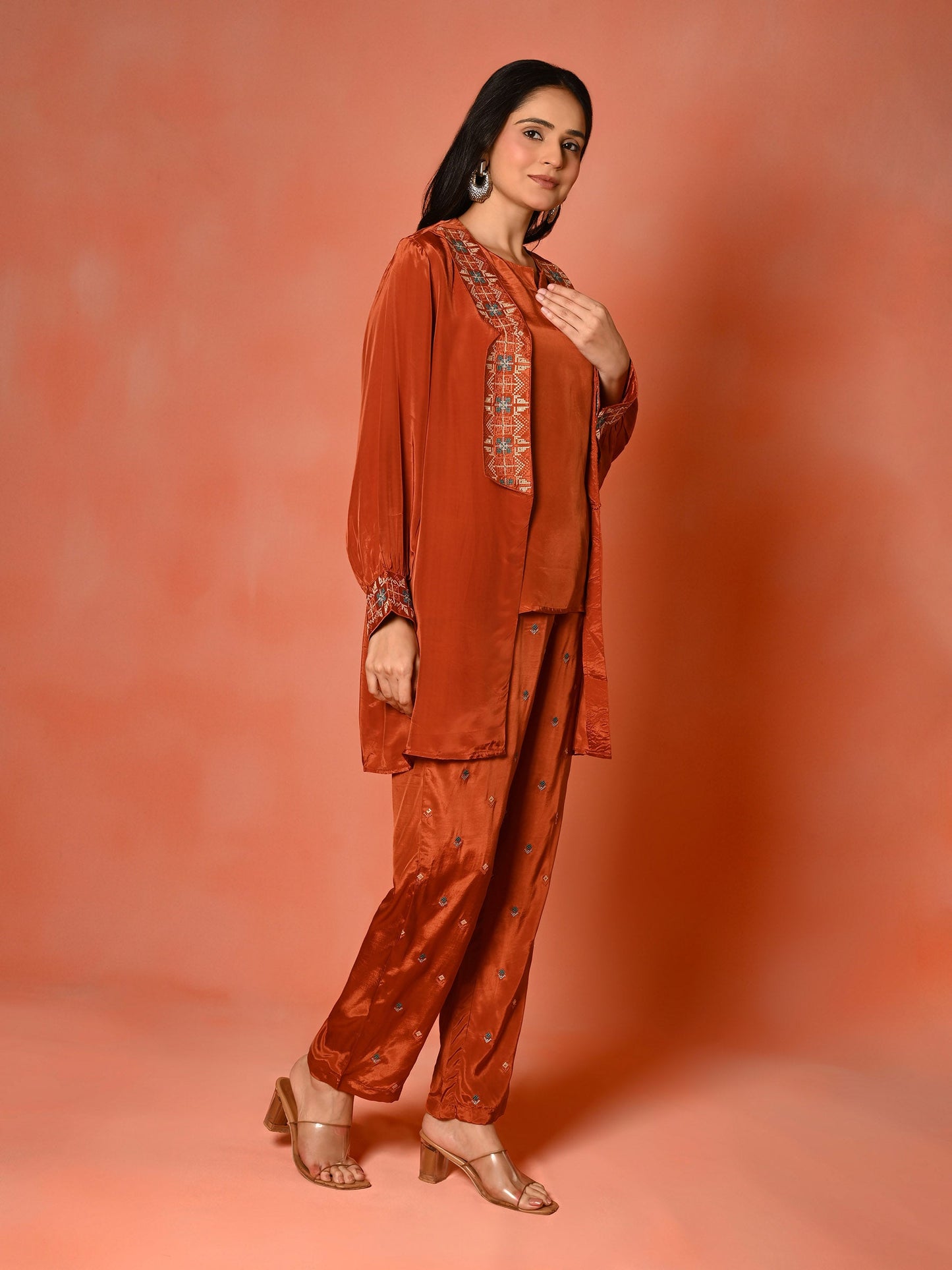 Cocoa Aura Butter Crepe Kaftan Set