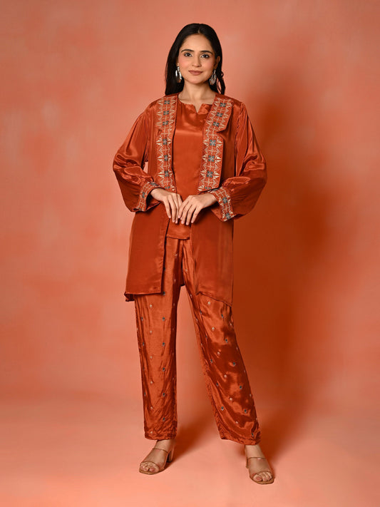 Cocoa Aura Butter Crepe Kaftan Set