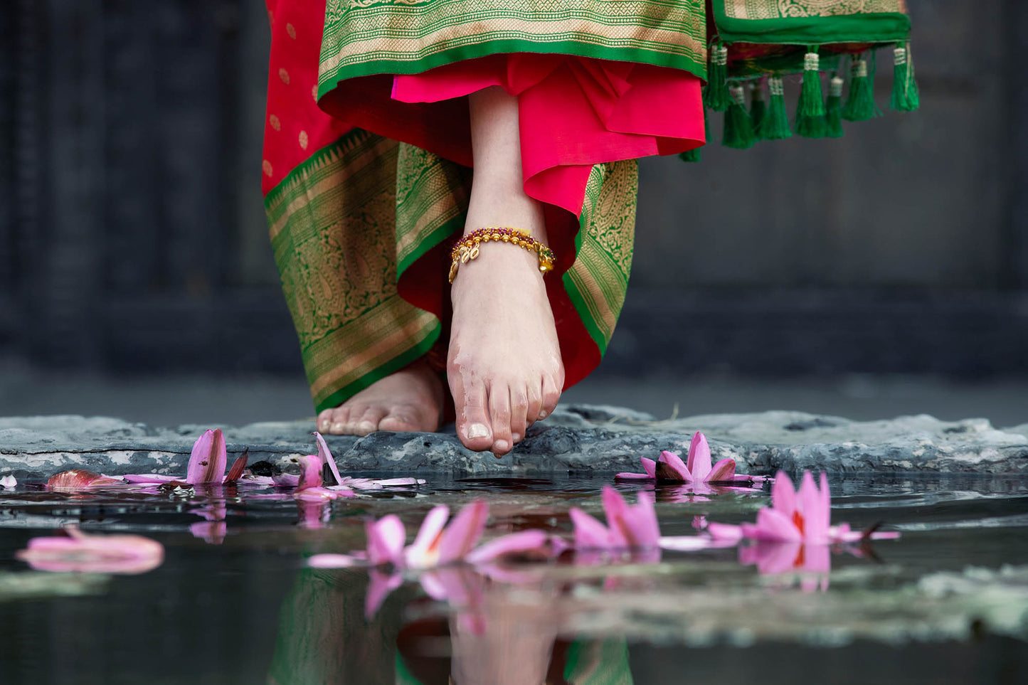 Rani Pink Zari Viscose Banarasi Silk Saree