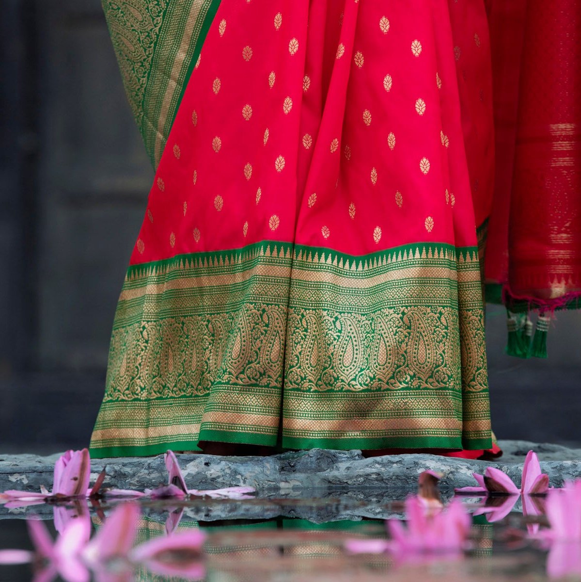 Red Zari Banarasi Silk Saree