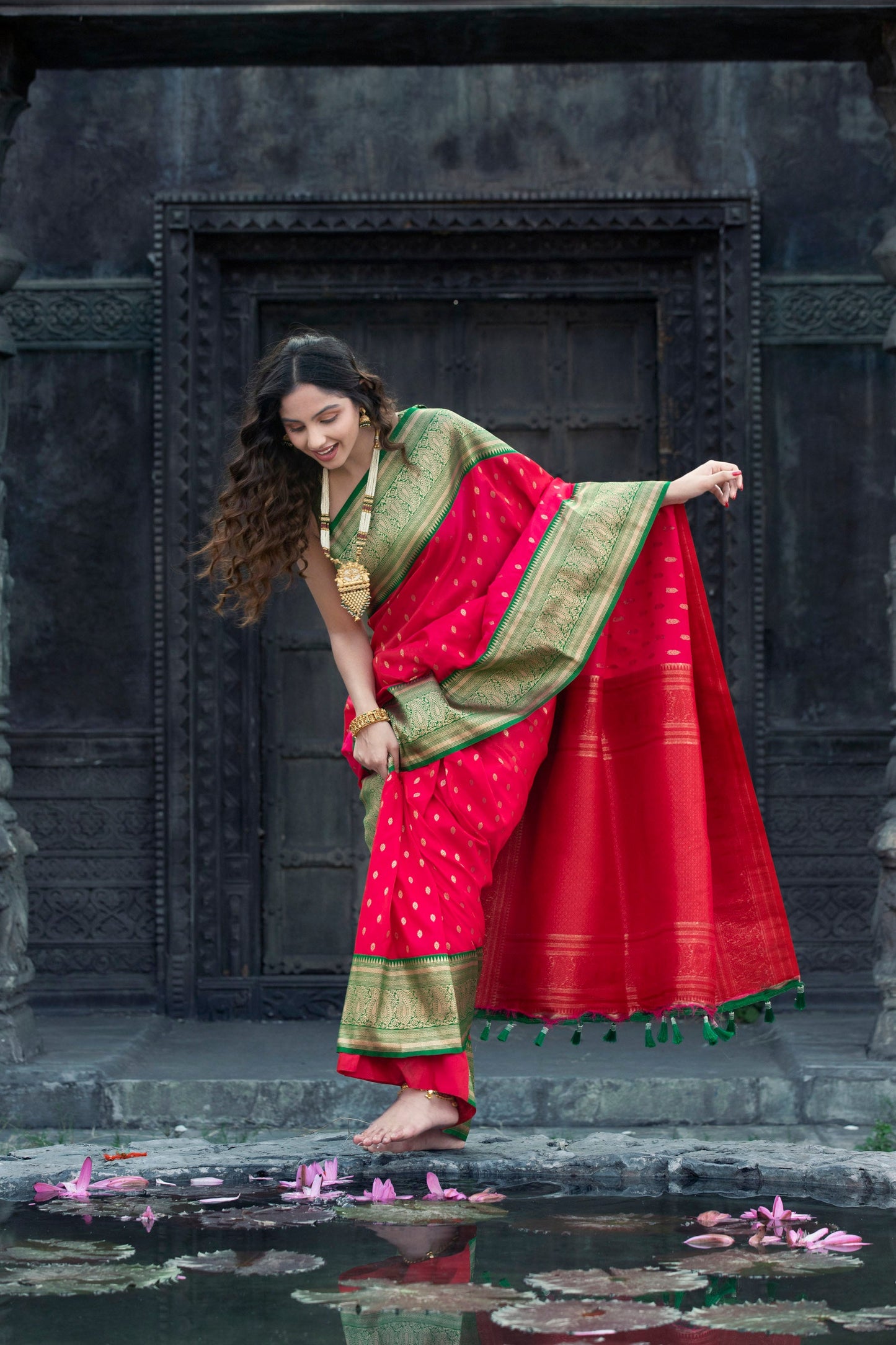 Red Zari Banarasi Silk Saree