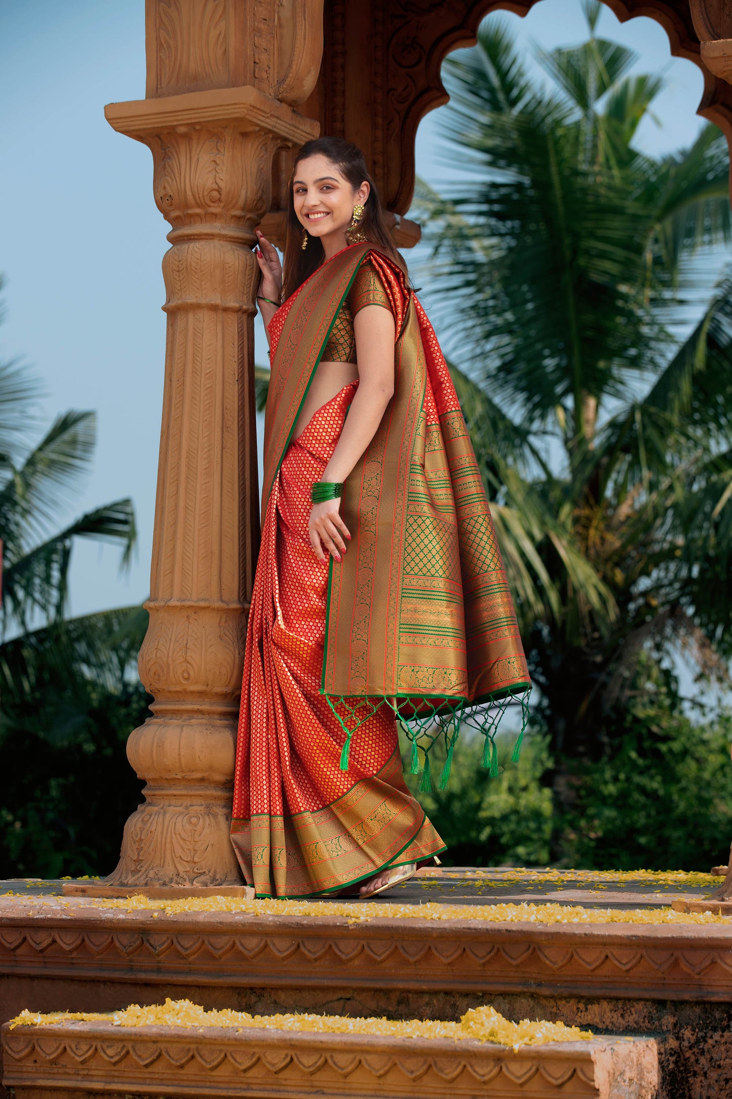 Red Zari Viscose ishkiya Banarasi Silk Saree