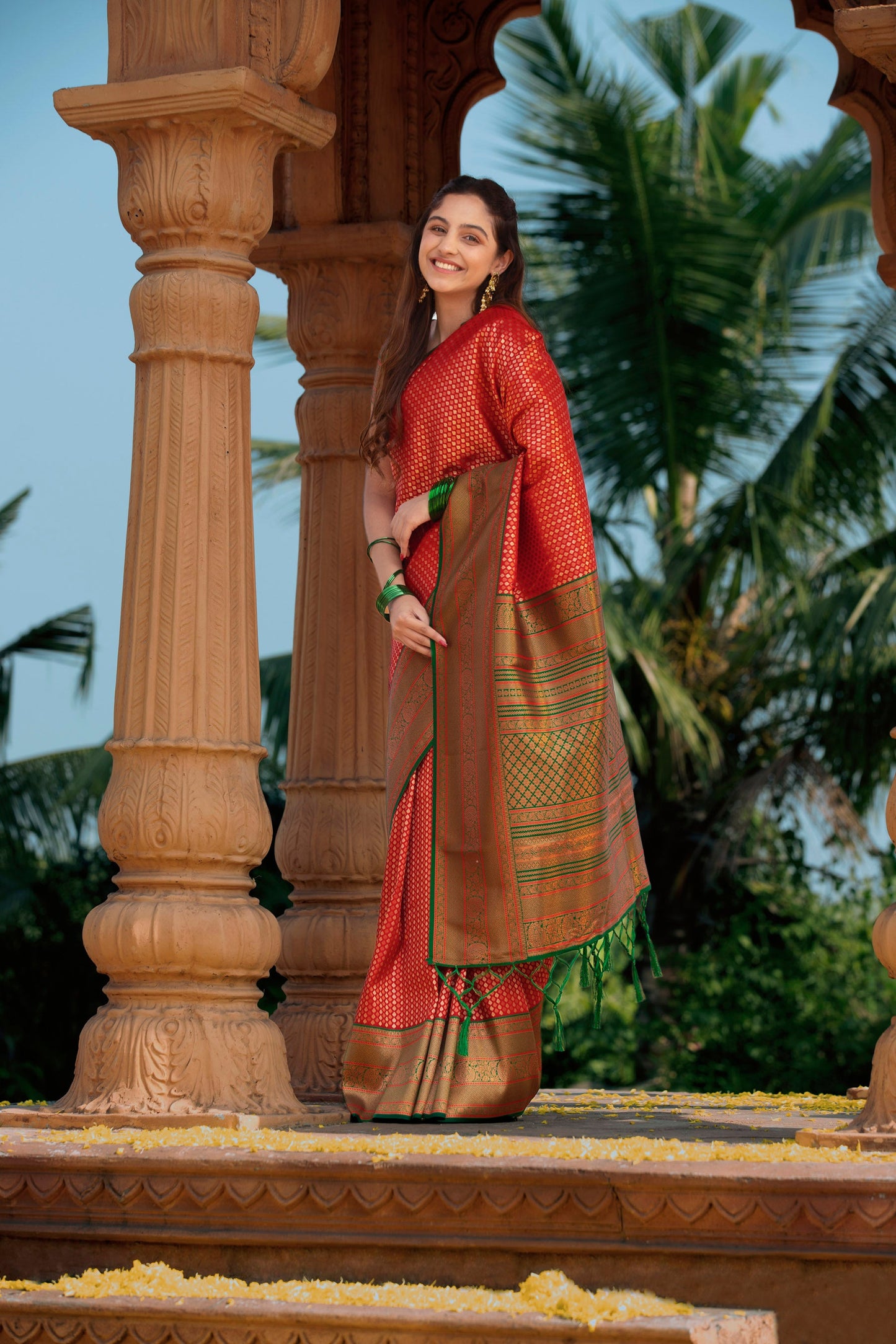 Red Banarasi Glam Saree