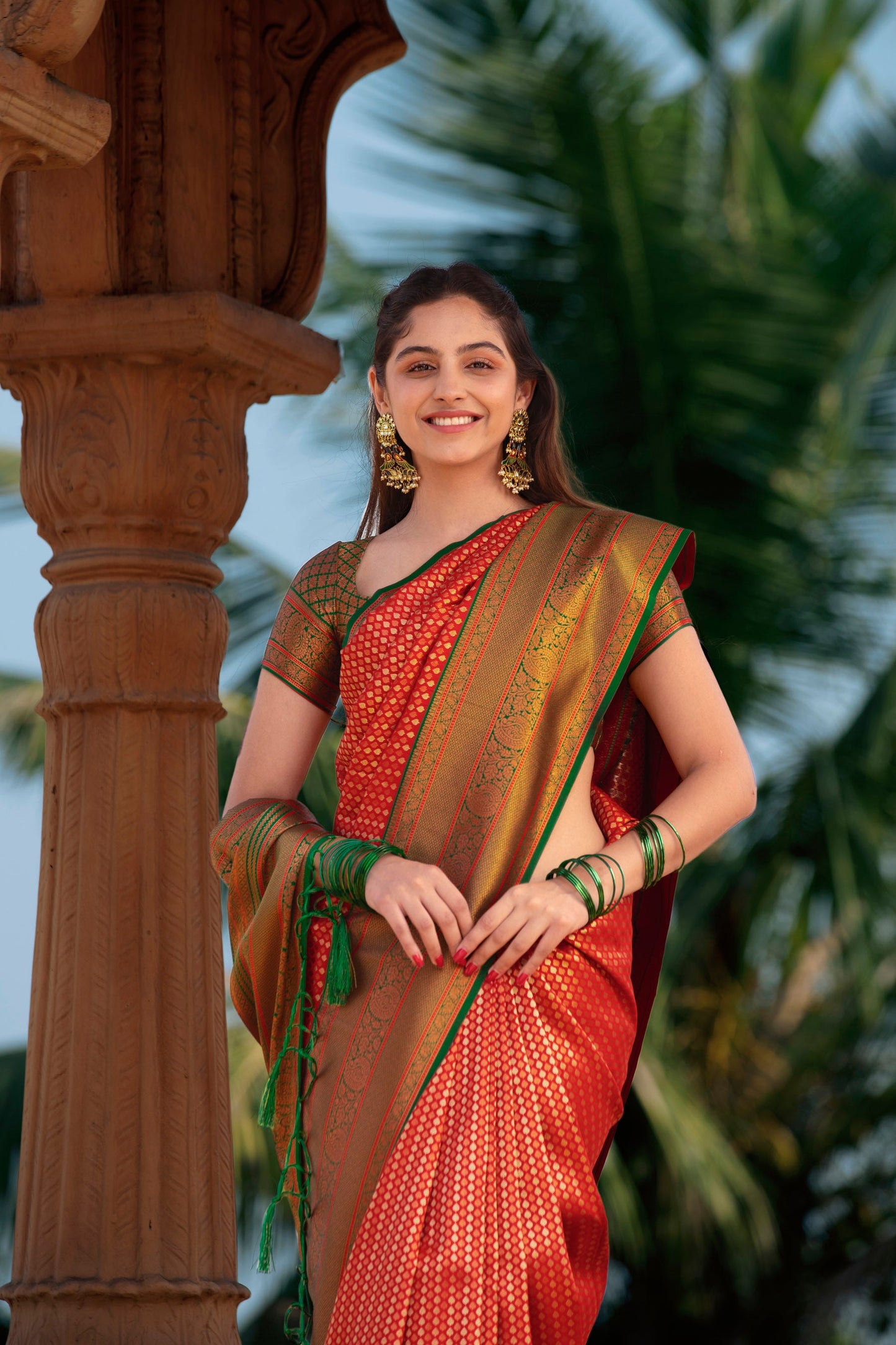 Red Banarasi Glam Saree