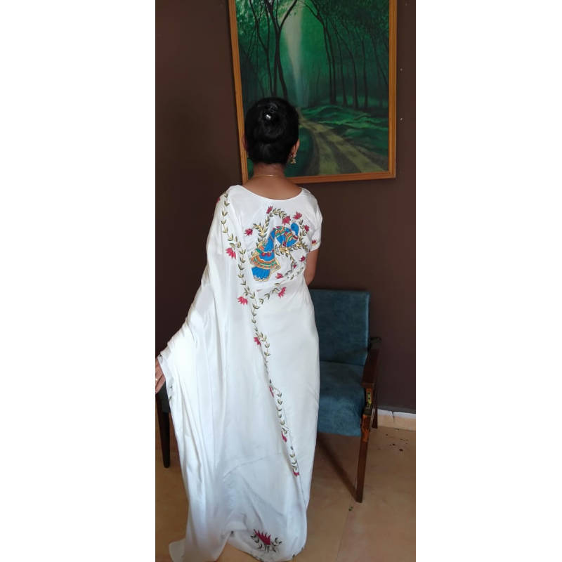 Opara Silk Saree with Blouse - Hand Painted