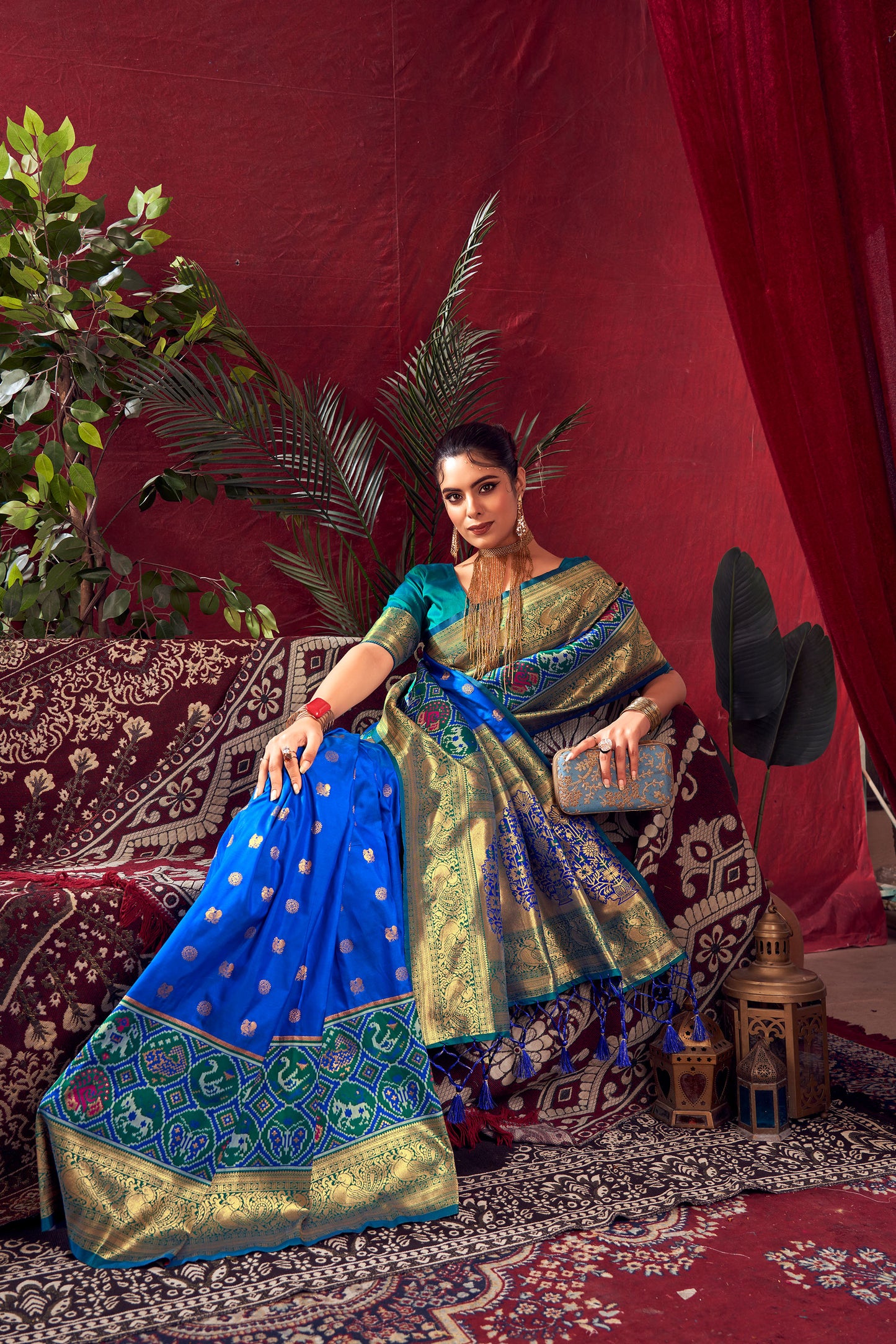 Nidhi Royal Blue Paithani Silk Zari woven Patola Border Saree