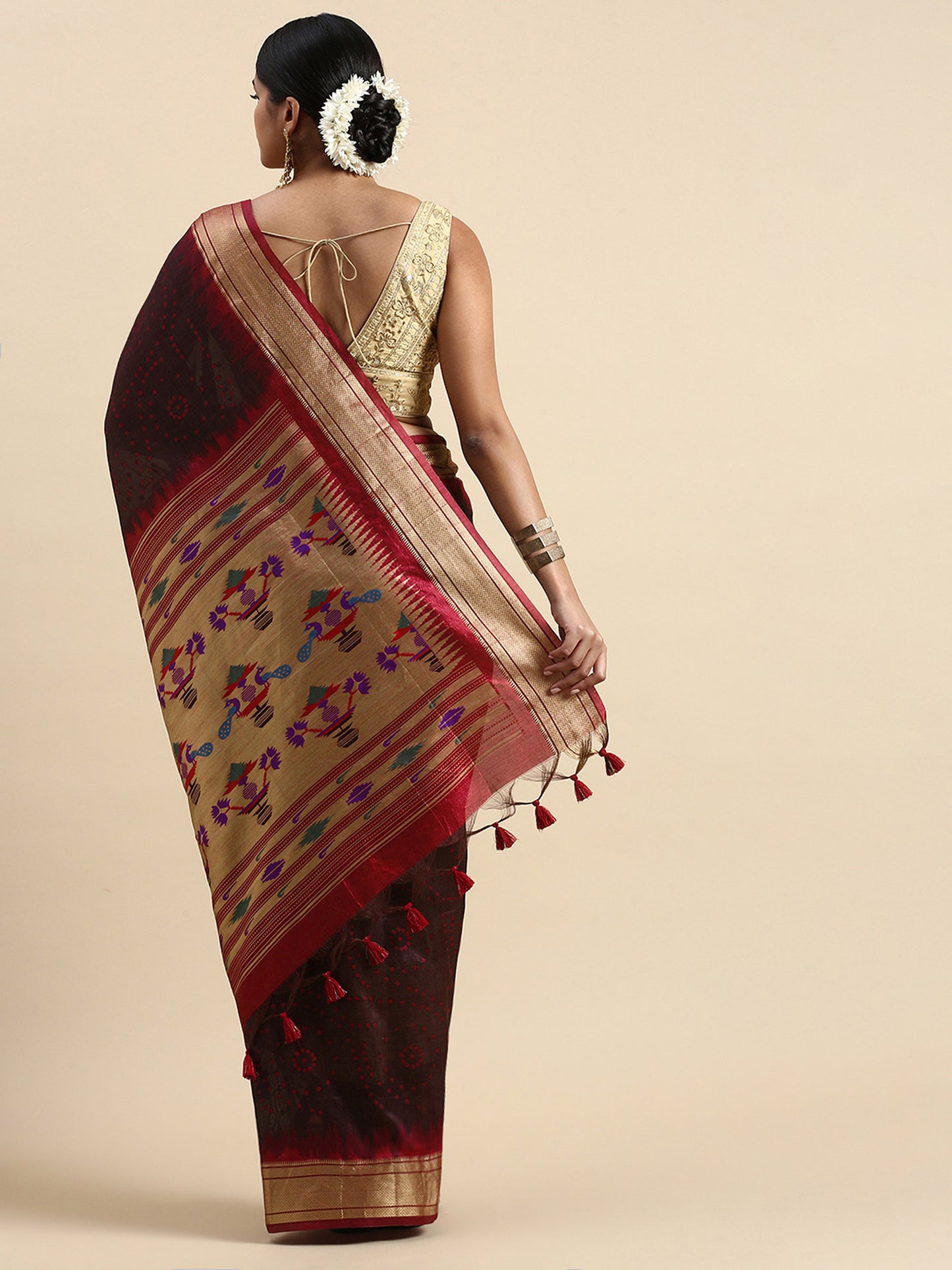 Black Zari Woven Paithani Silk saree