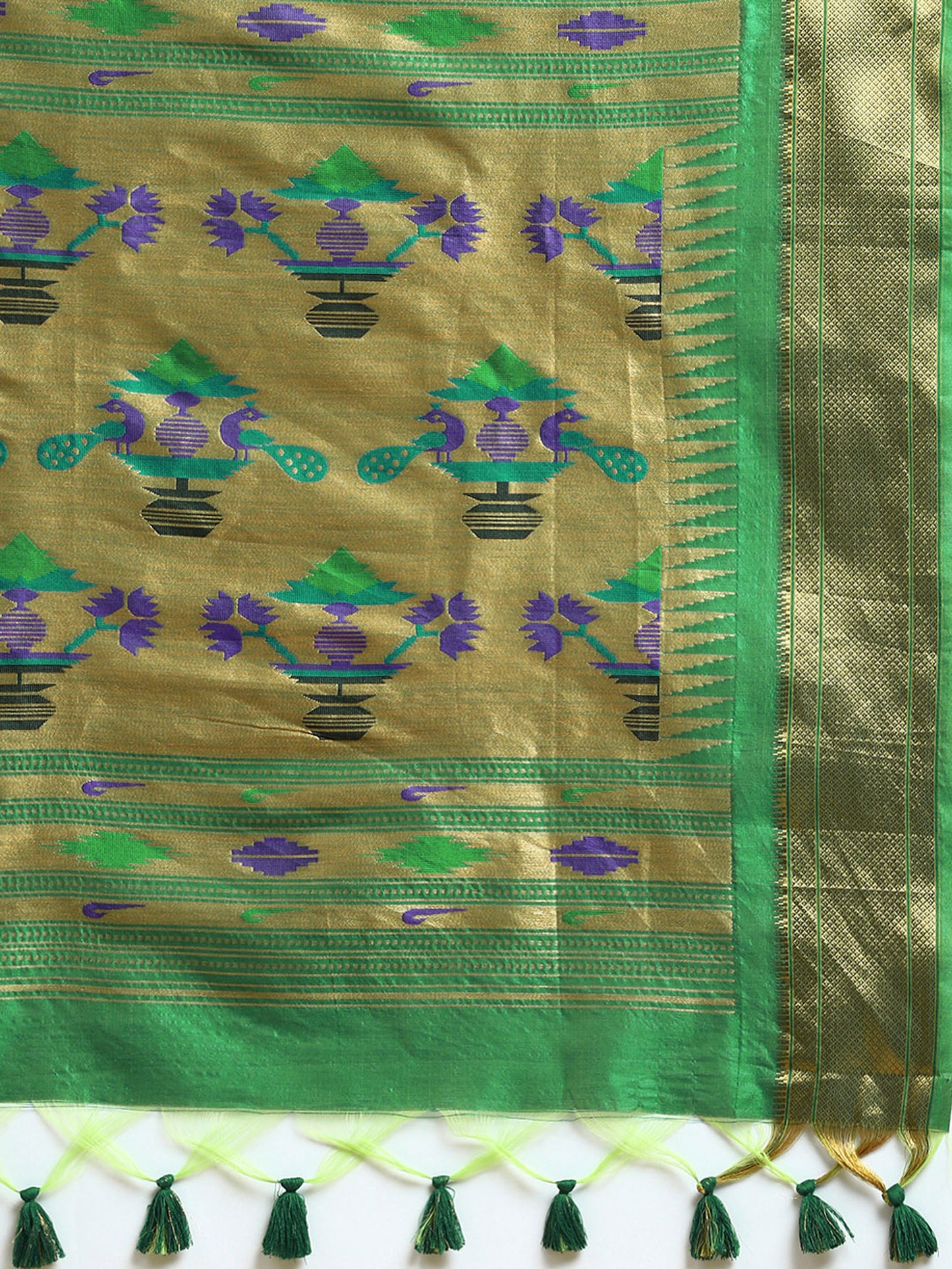 Mahendi Zari Woven Paithani Silk saree