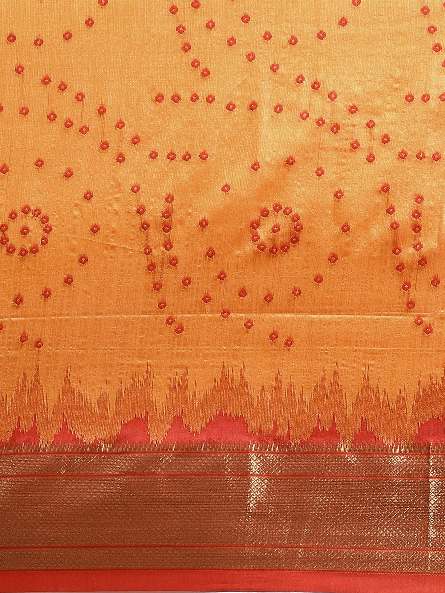 Orange Zari Woven Paithani Silk saree