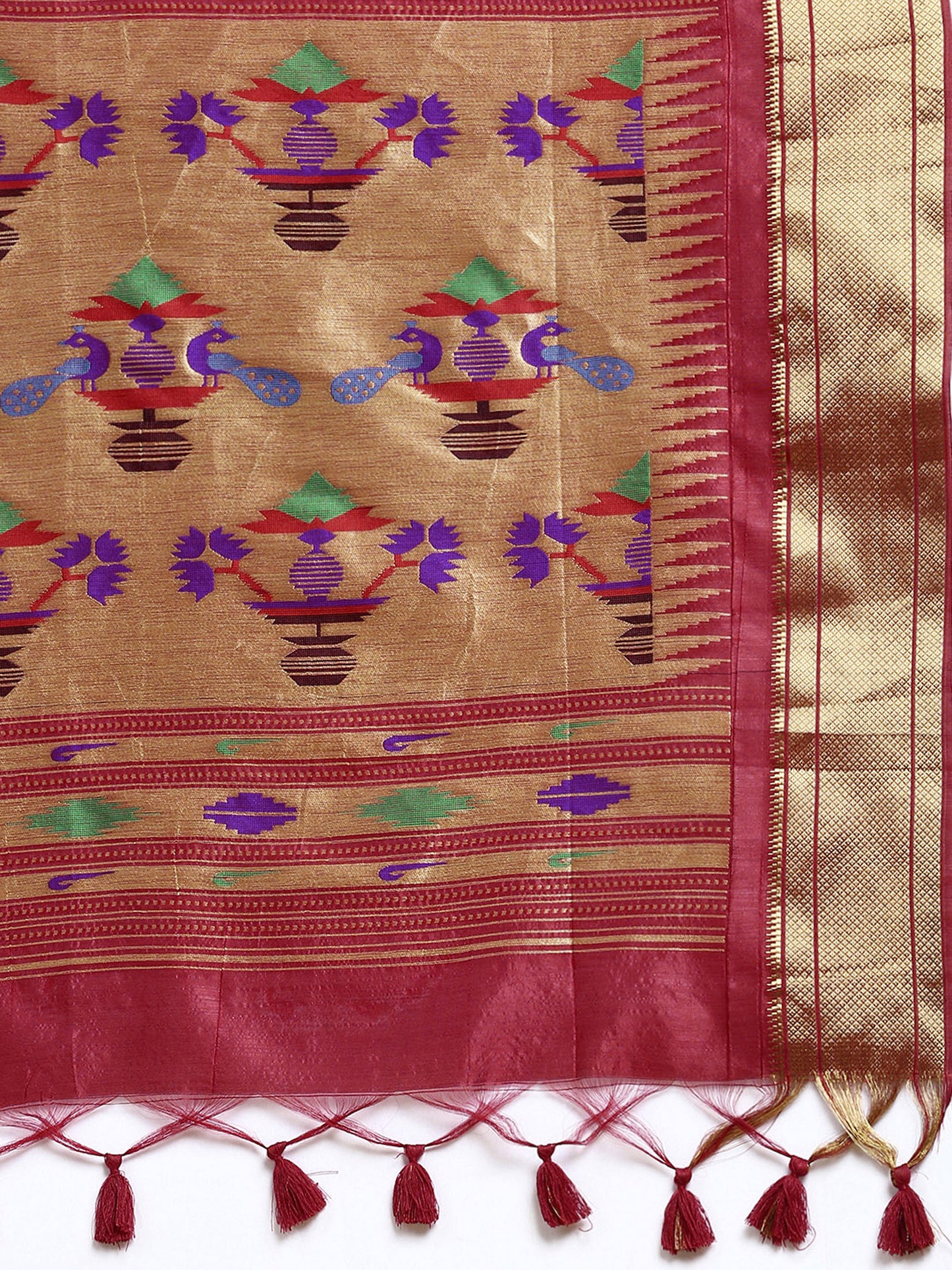 Red Zari Woven Paithani Silk saree