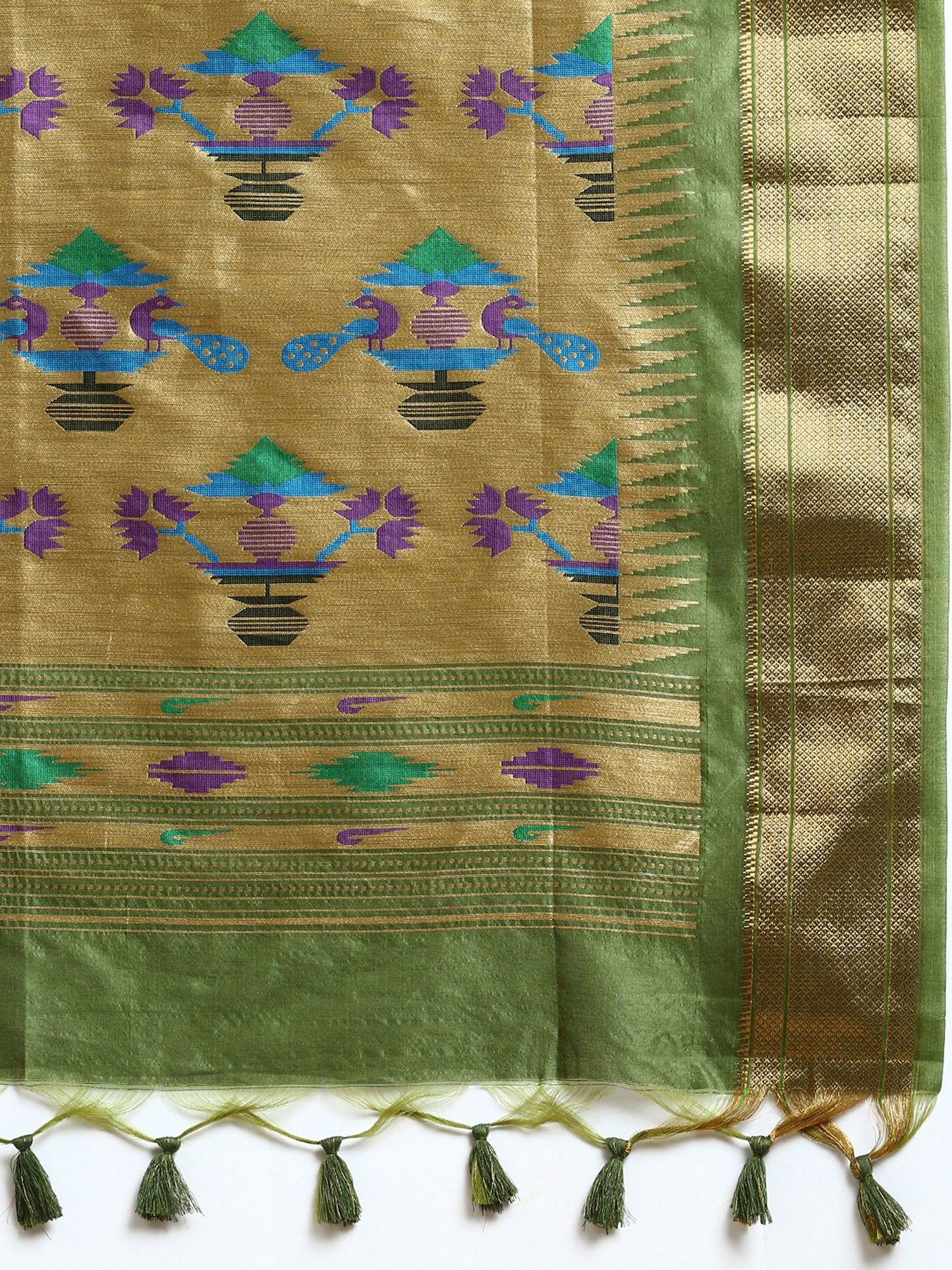 Yellow Zari Woven Paithani Silk saree