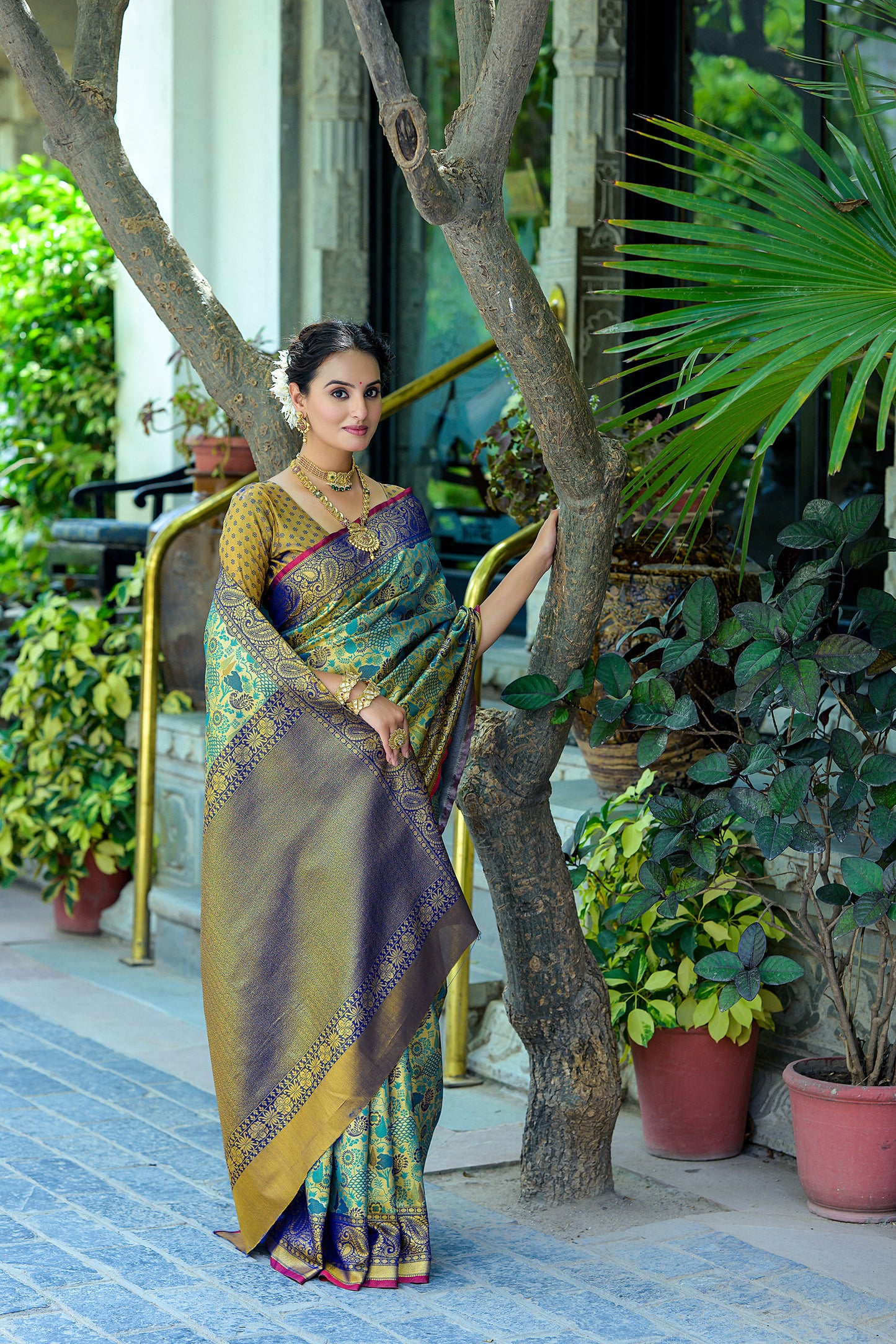 Blue Kanjivaram Zari Woven Artisan saree