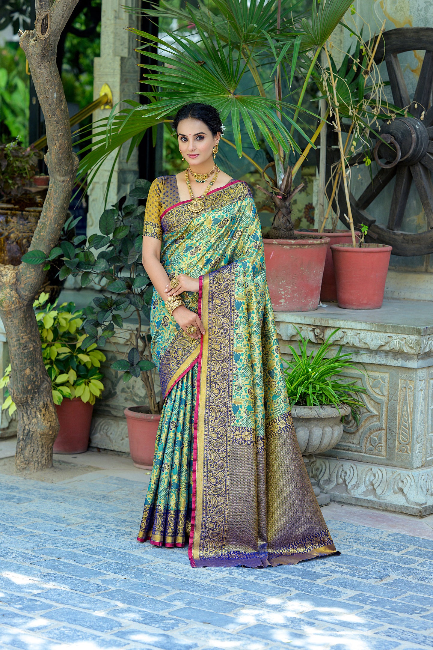 Blue Kanjivaram Zari Woven Artisan saree