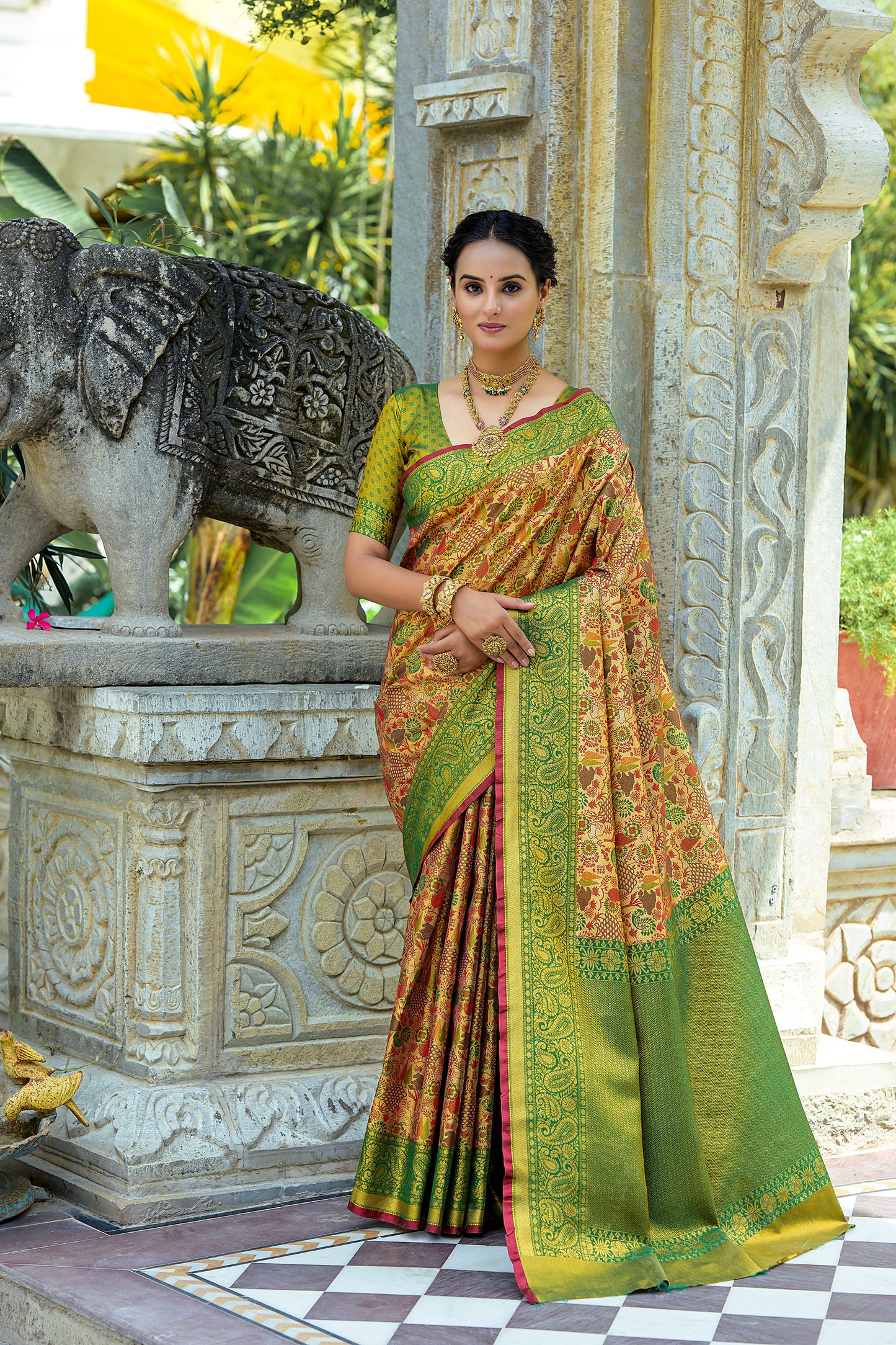 Green Kanjivaram Zari Woven Artisan saree