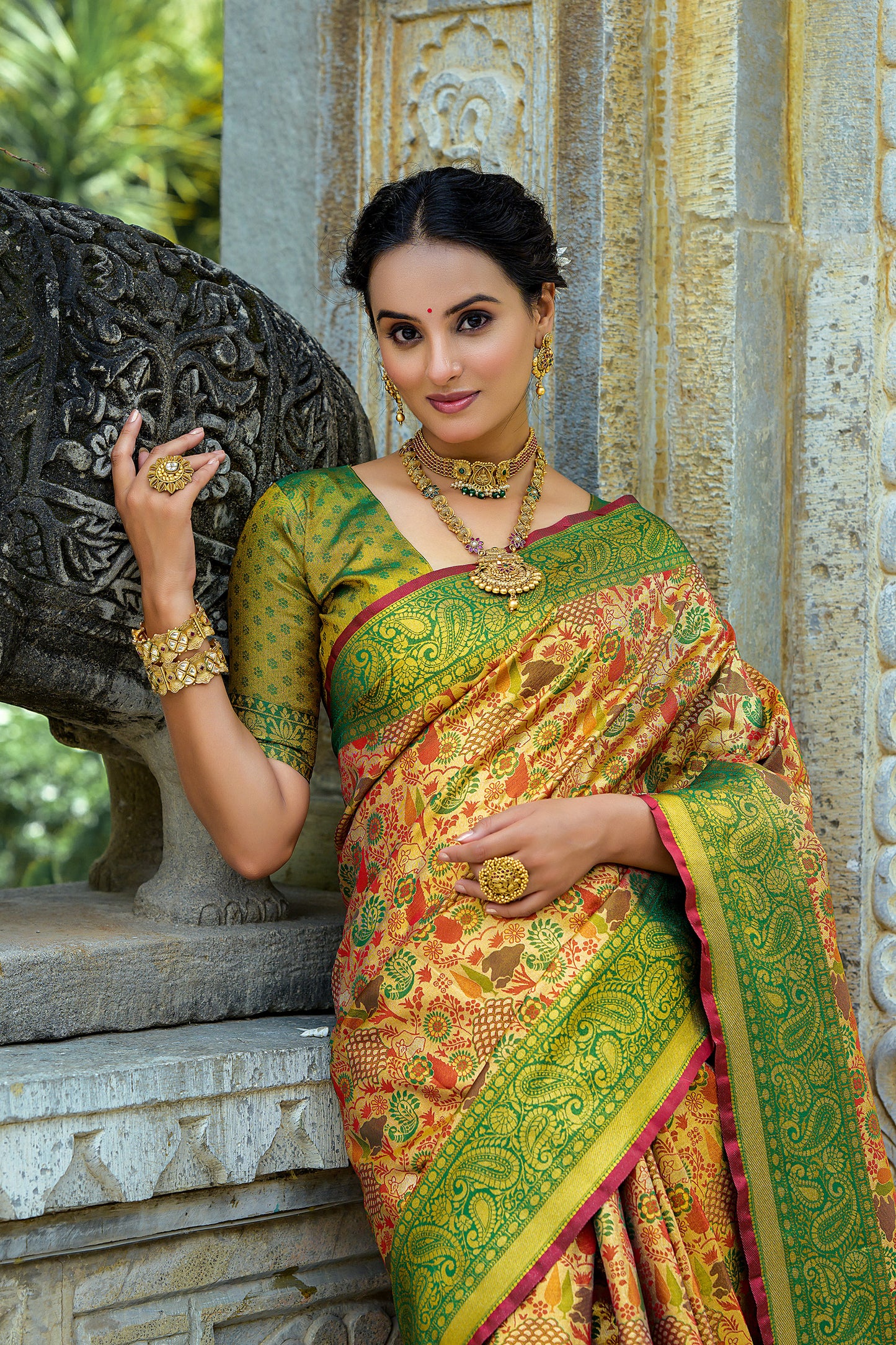 Green Kanjivaram Zari Woven Artisan saree