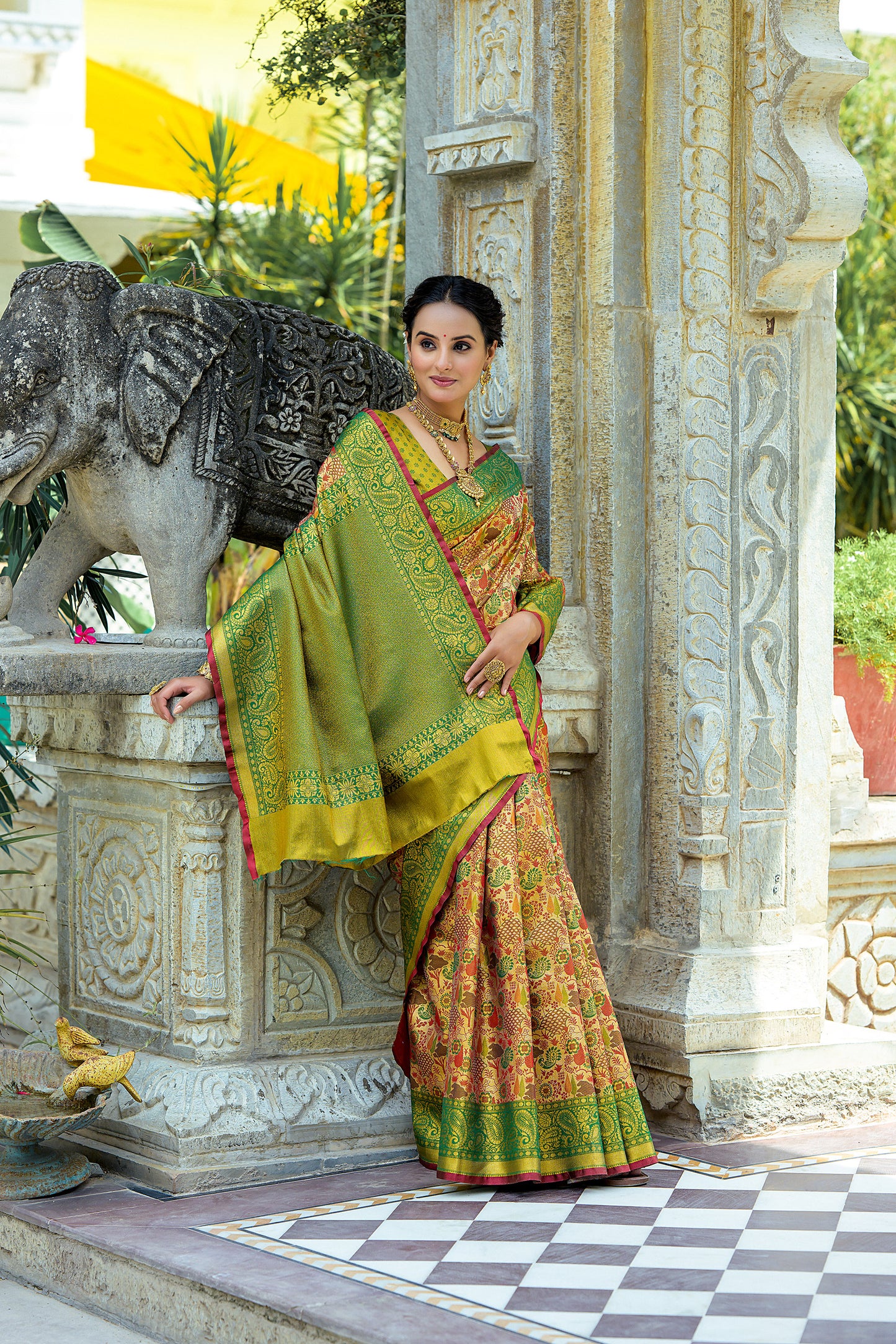 Green Kanjivaram Zari Woven Artisan saree