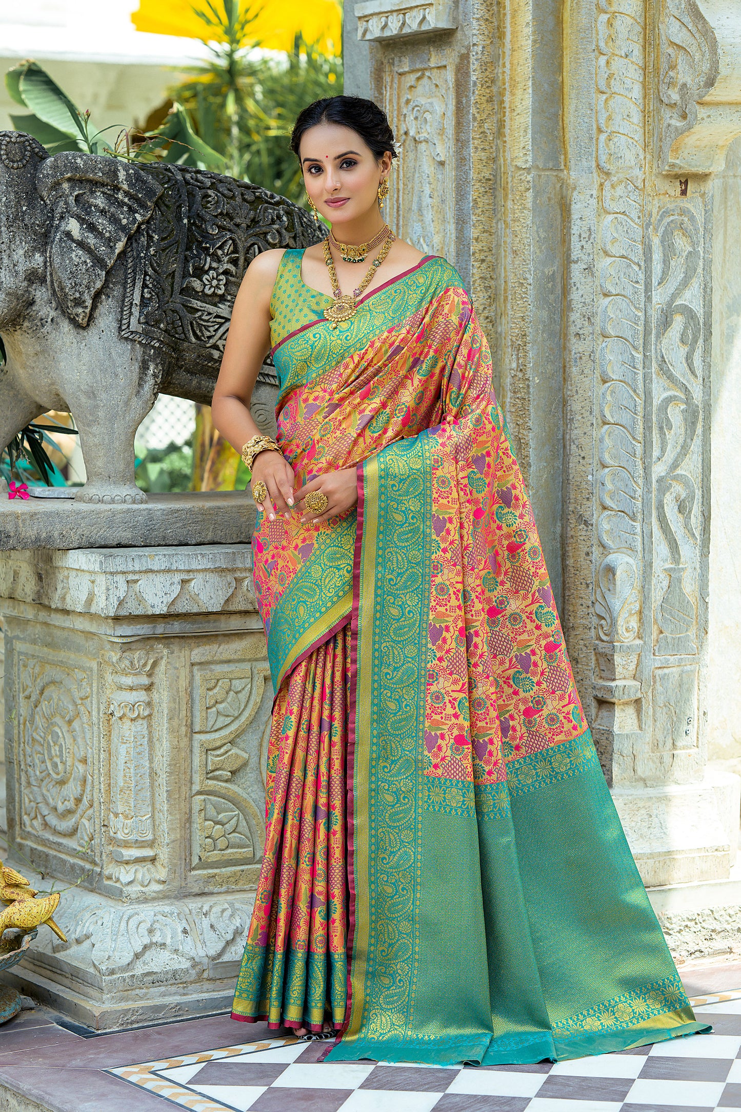 Rama Kanjivaram Zari Woven Artisan saree