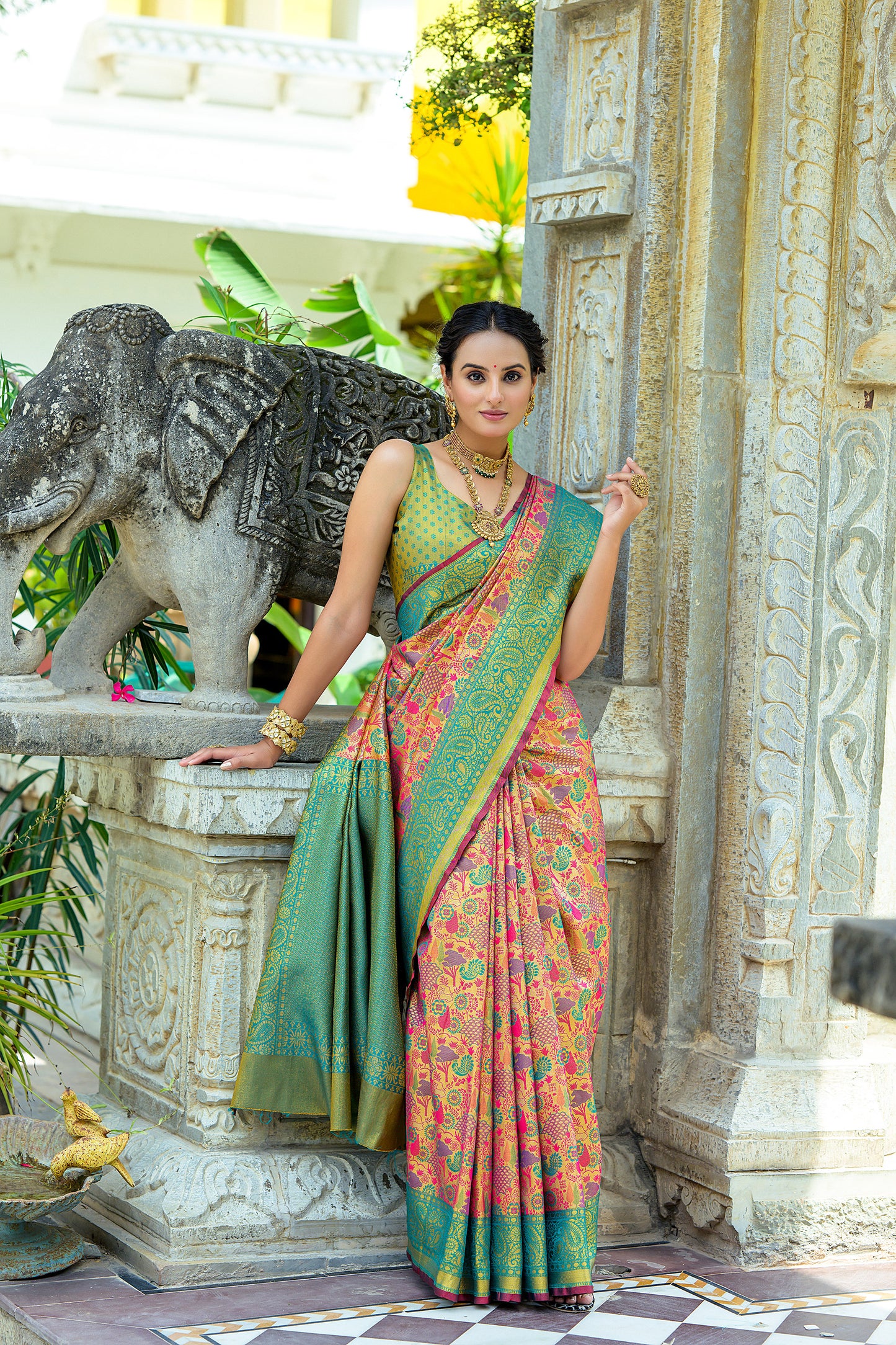 Rama Kanjivaram Zari Woven Artisan saree