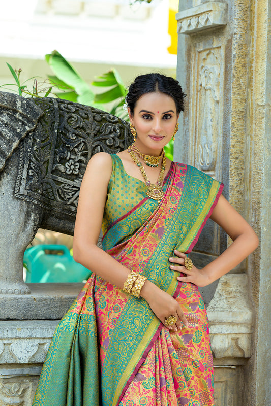 Rama Kanjivaram Zari Woven Artisan saree