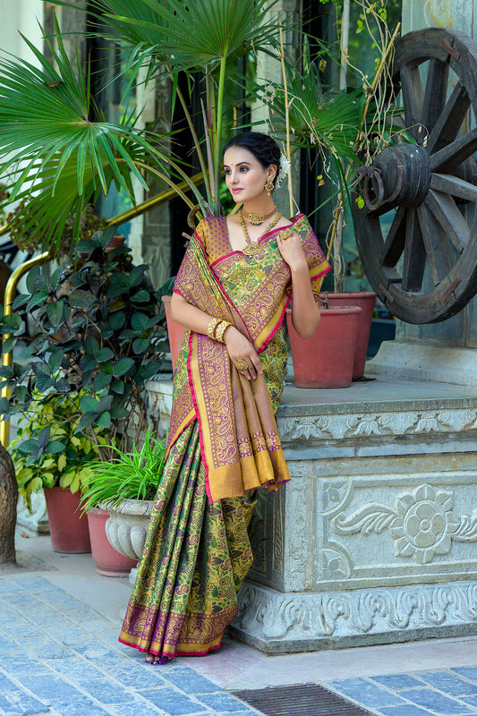 Wine Kanjivaram Zari Woven Artisan saree