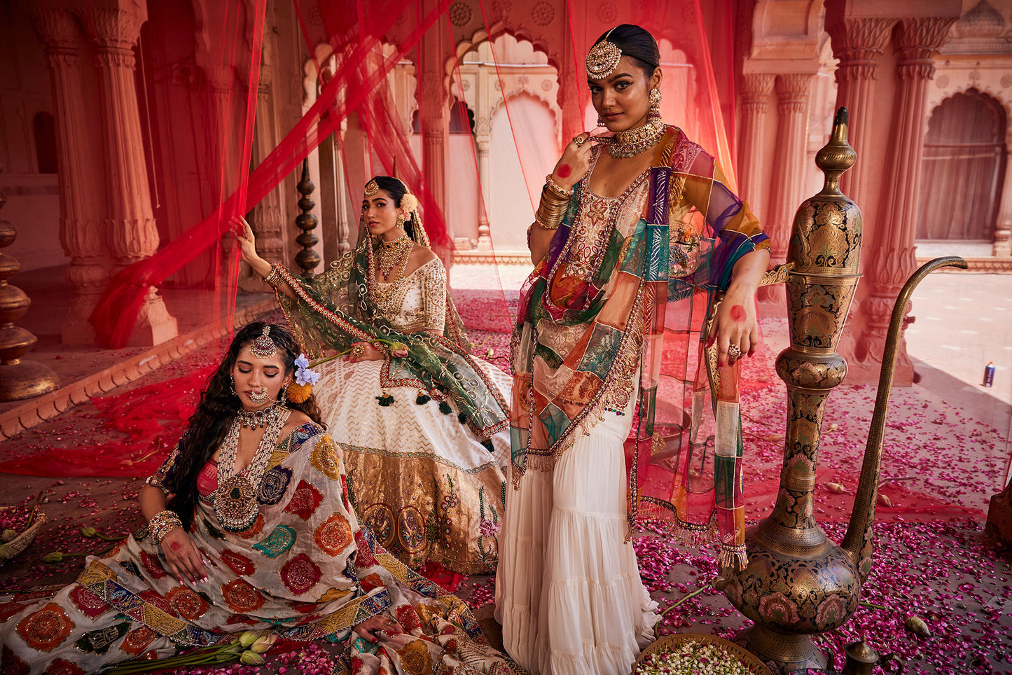 White Sharara Set with Paisley Pattern and Multi-color Dupatta