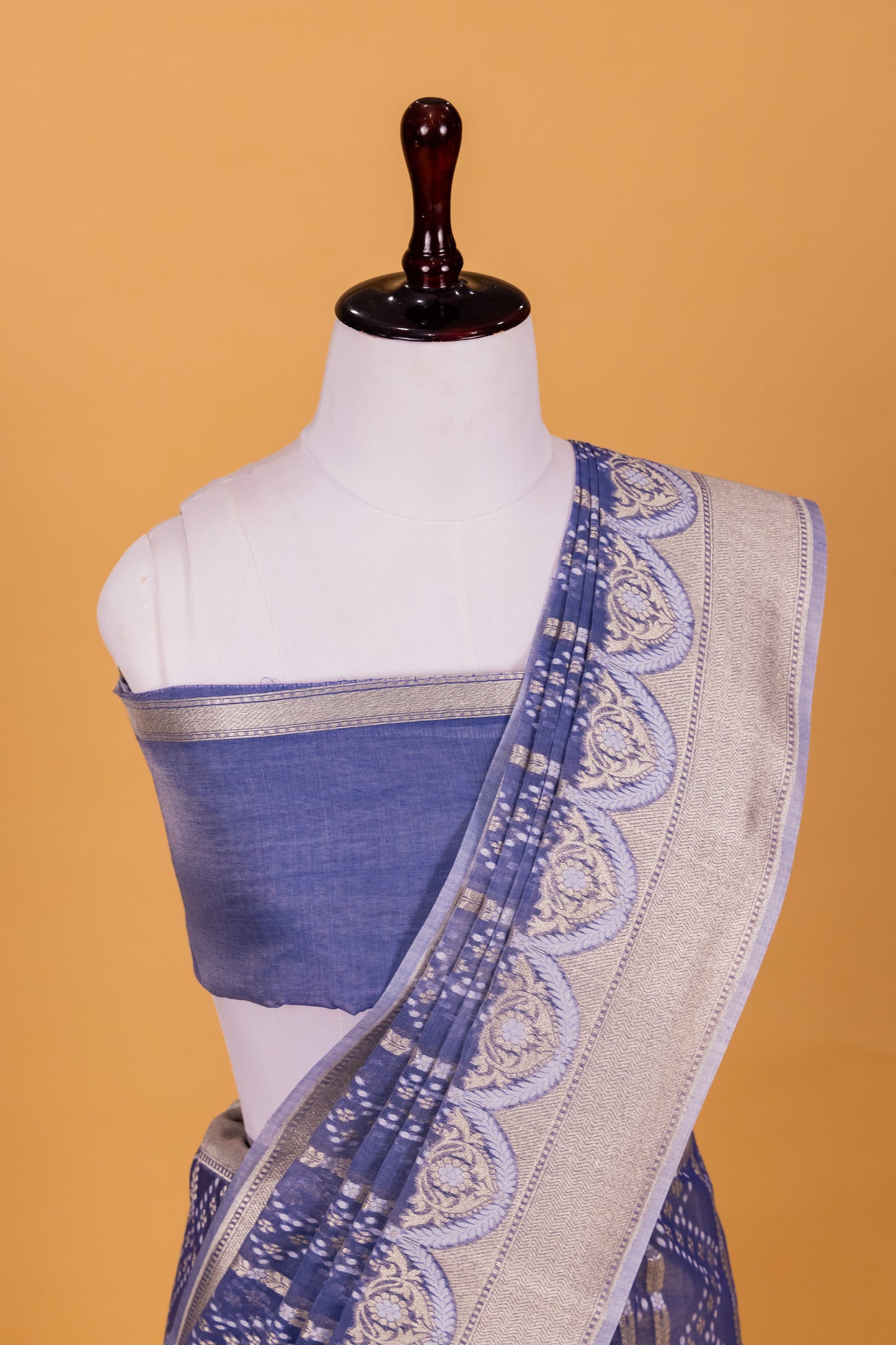 Blue Banarasi Cotton Cutwork Saree