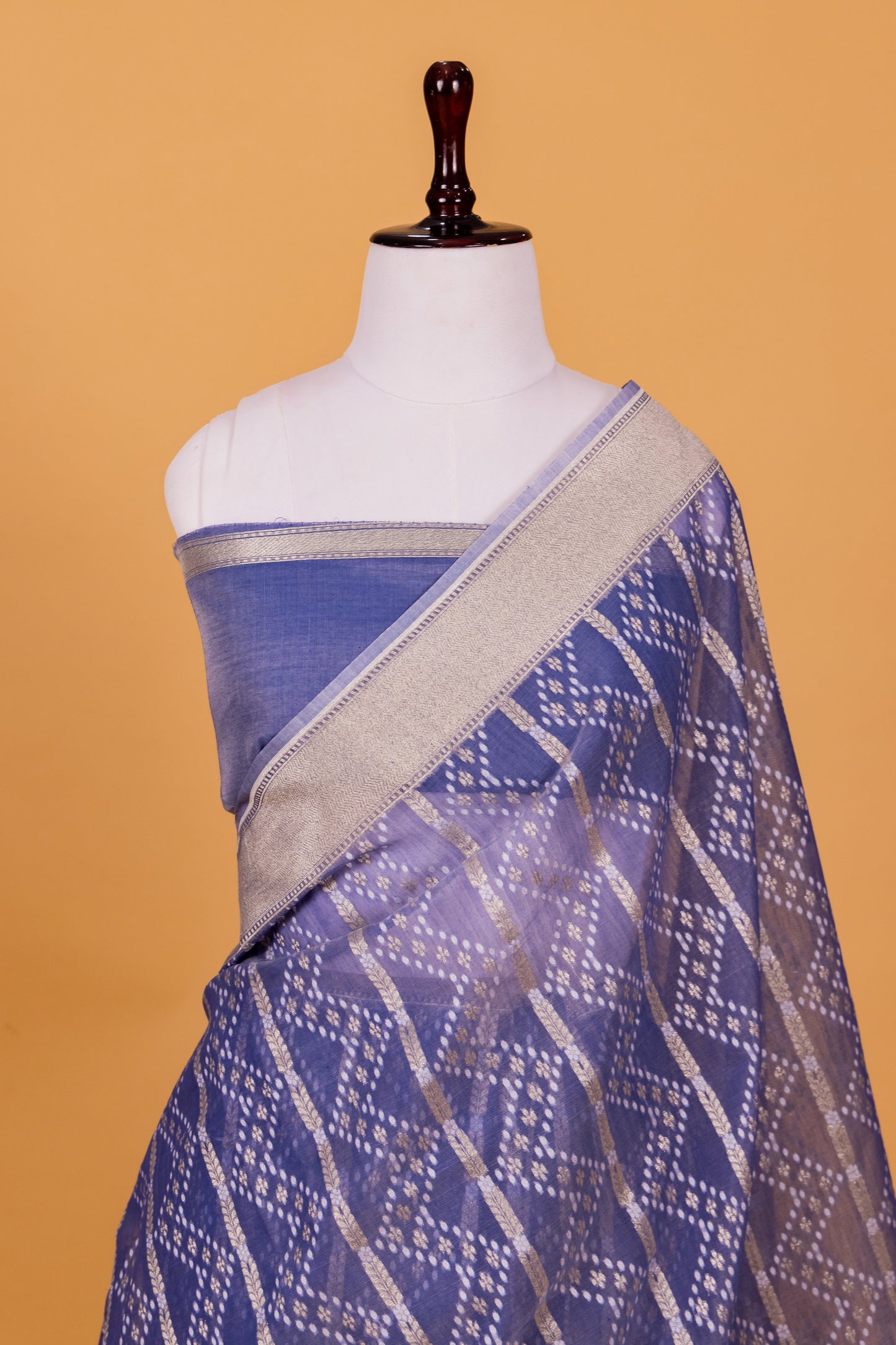 Blue Banarasi Cotton Cutwork Saree