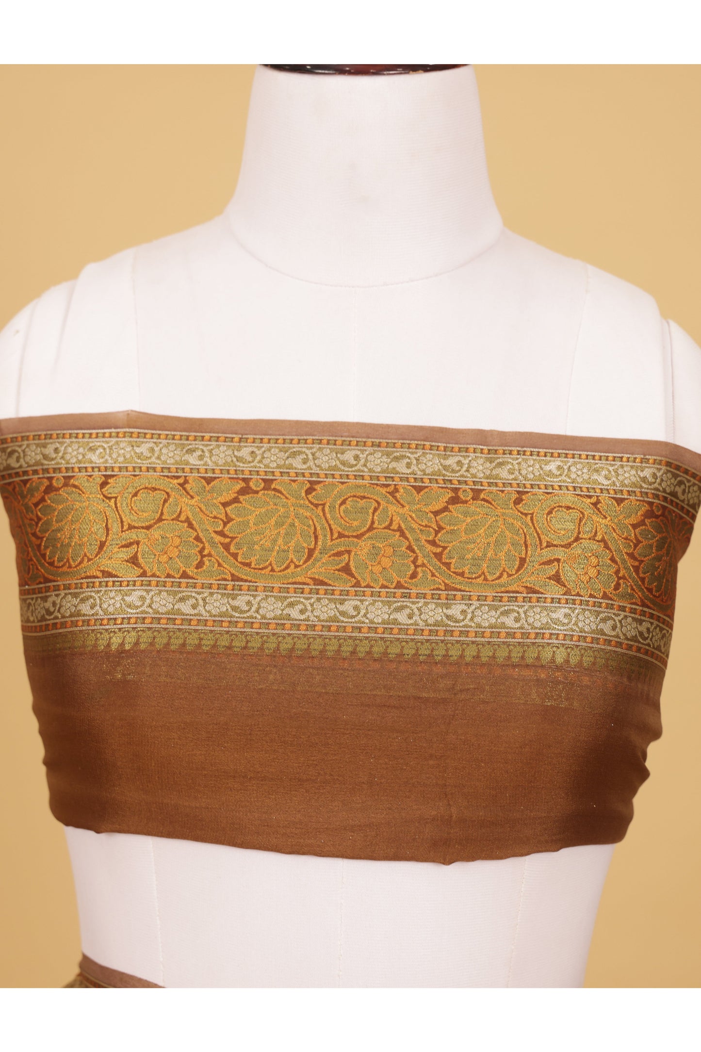 Light Brown Chiffon Pure Silk Cutwork Saree