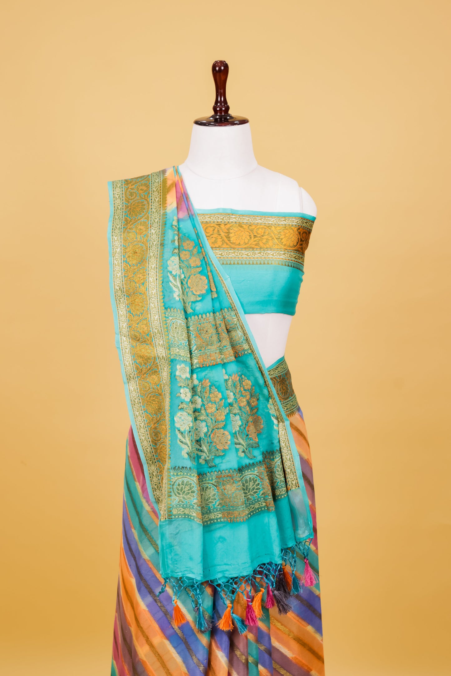 Teal Chiffon Pure Silk Cutwork Saree