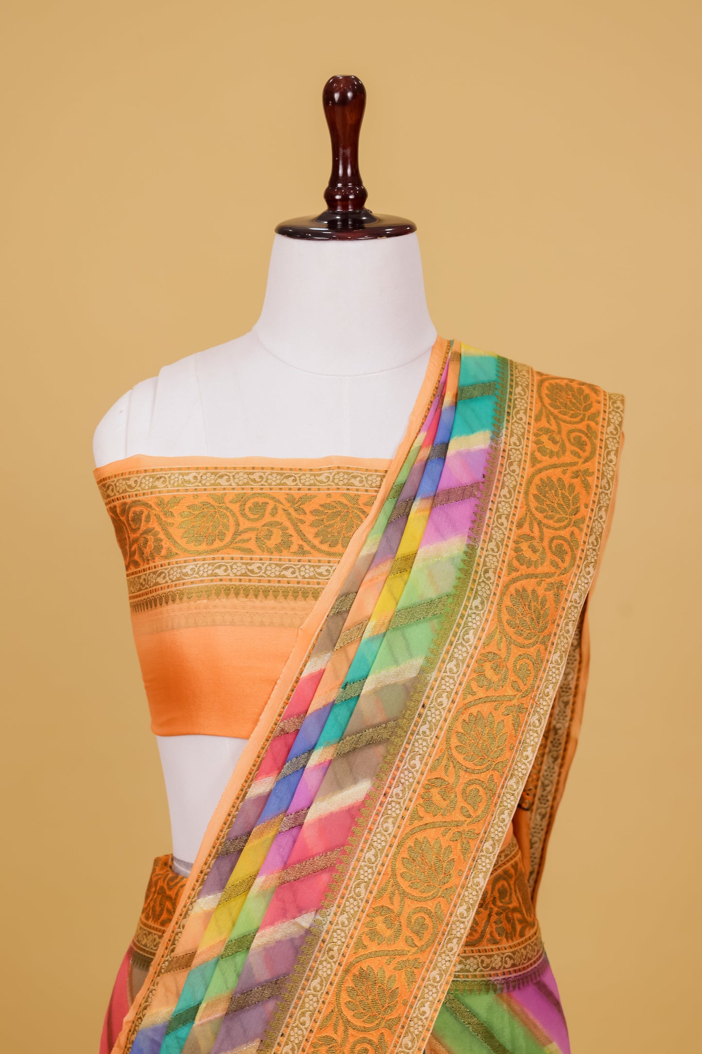 Orange Chiffon Pure Silk Cutwork Saree