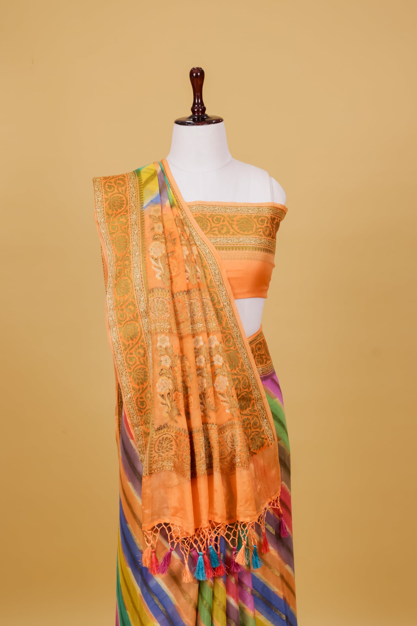 Orange Chiffon Pure Silk Cutwork Saree