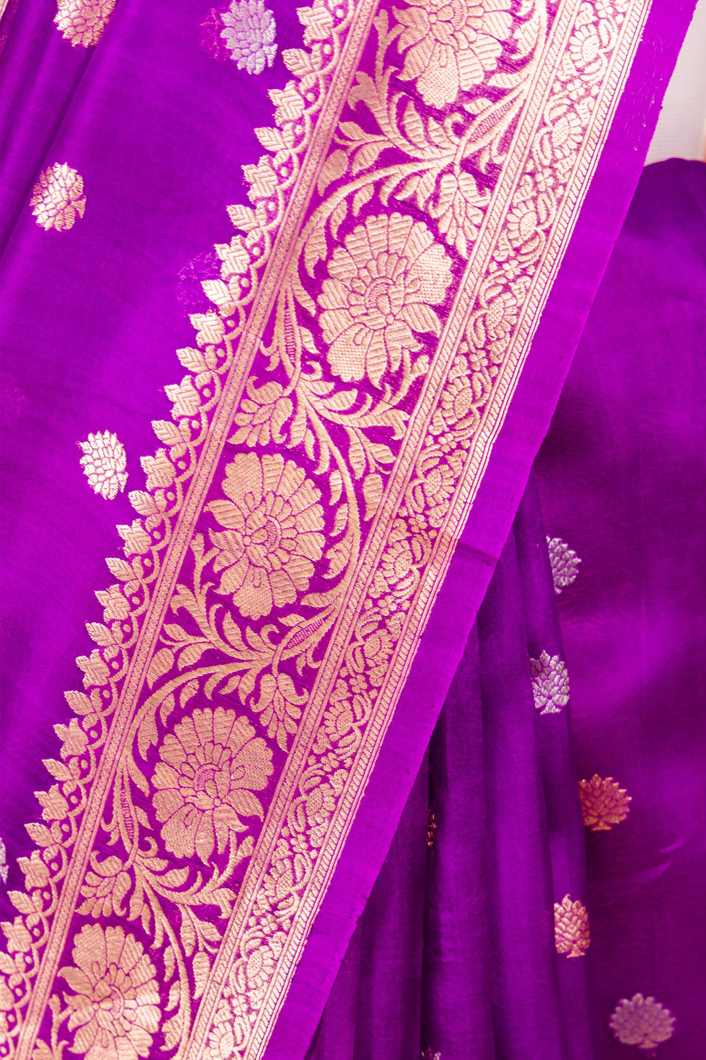 Magenta Katan Pure Silk Kadhwa Saree