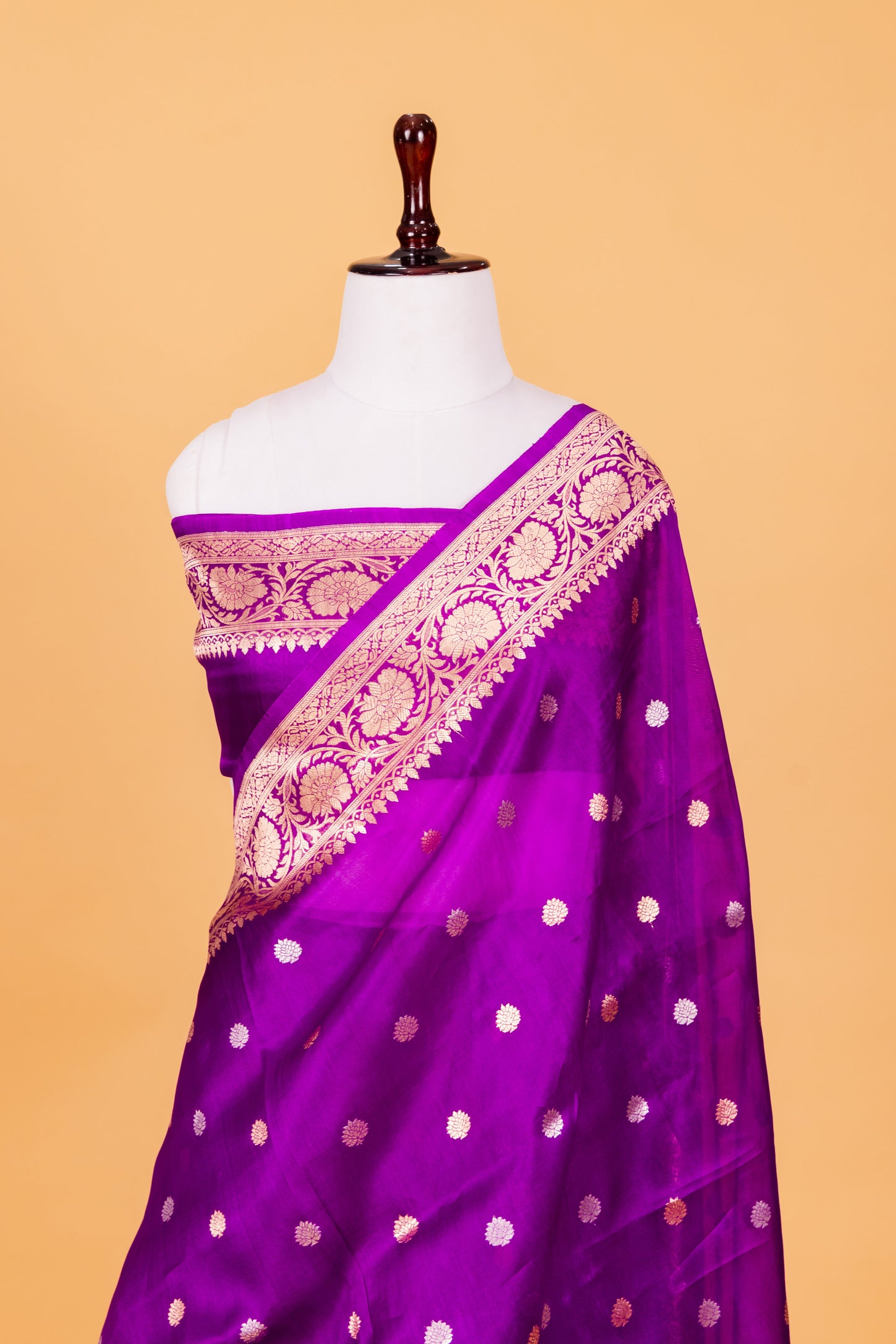 Magenta Katan Pure Silk Kadhwa Saree