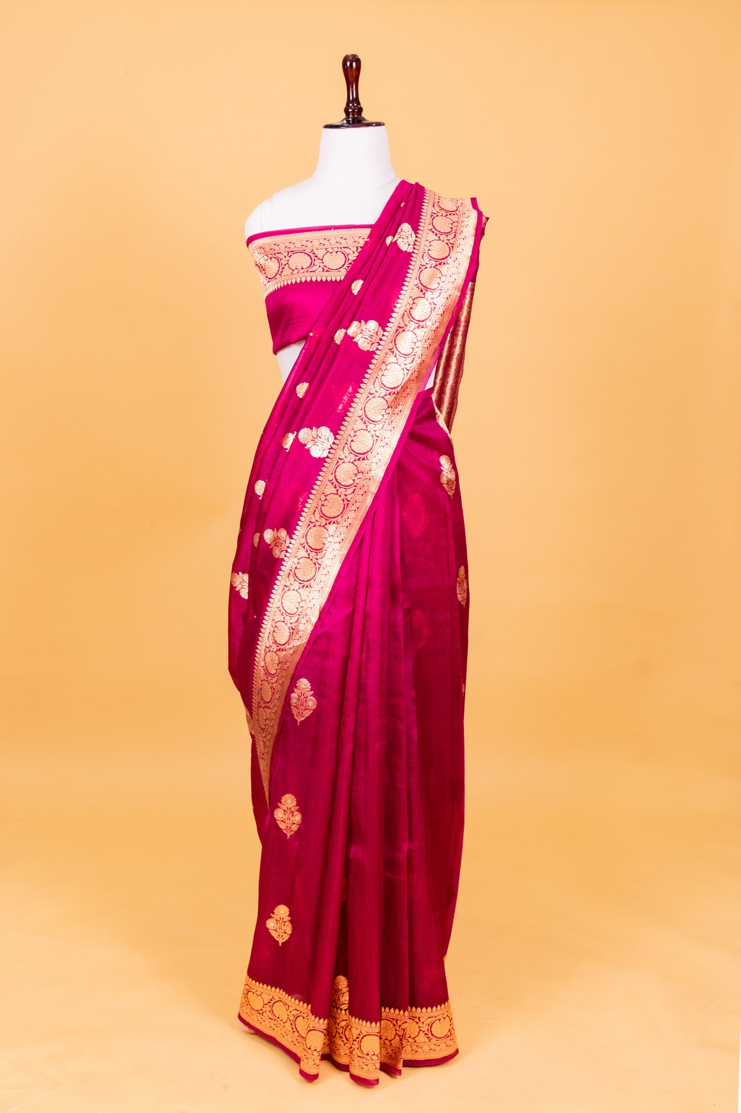 Magenta Organza Silk Kadhwa Saree