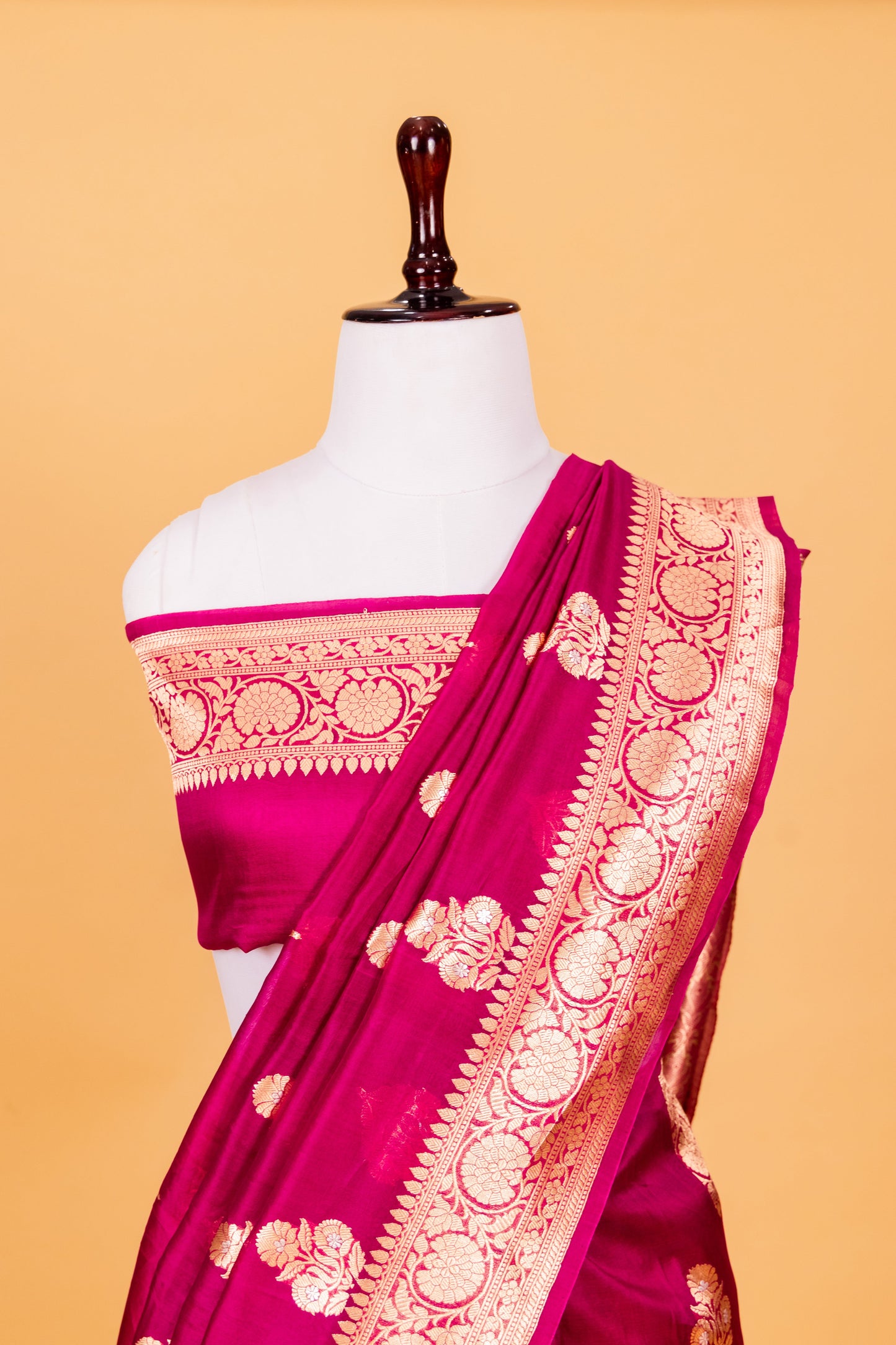 Magenta Organza Silk Kadhwa Saree