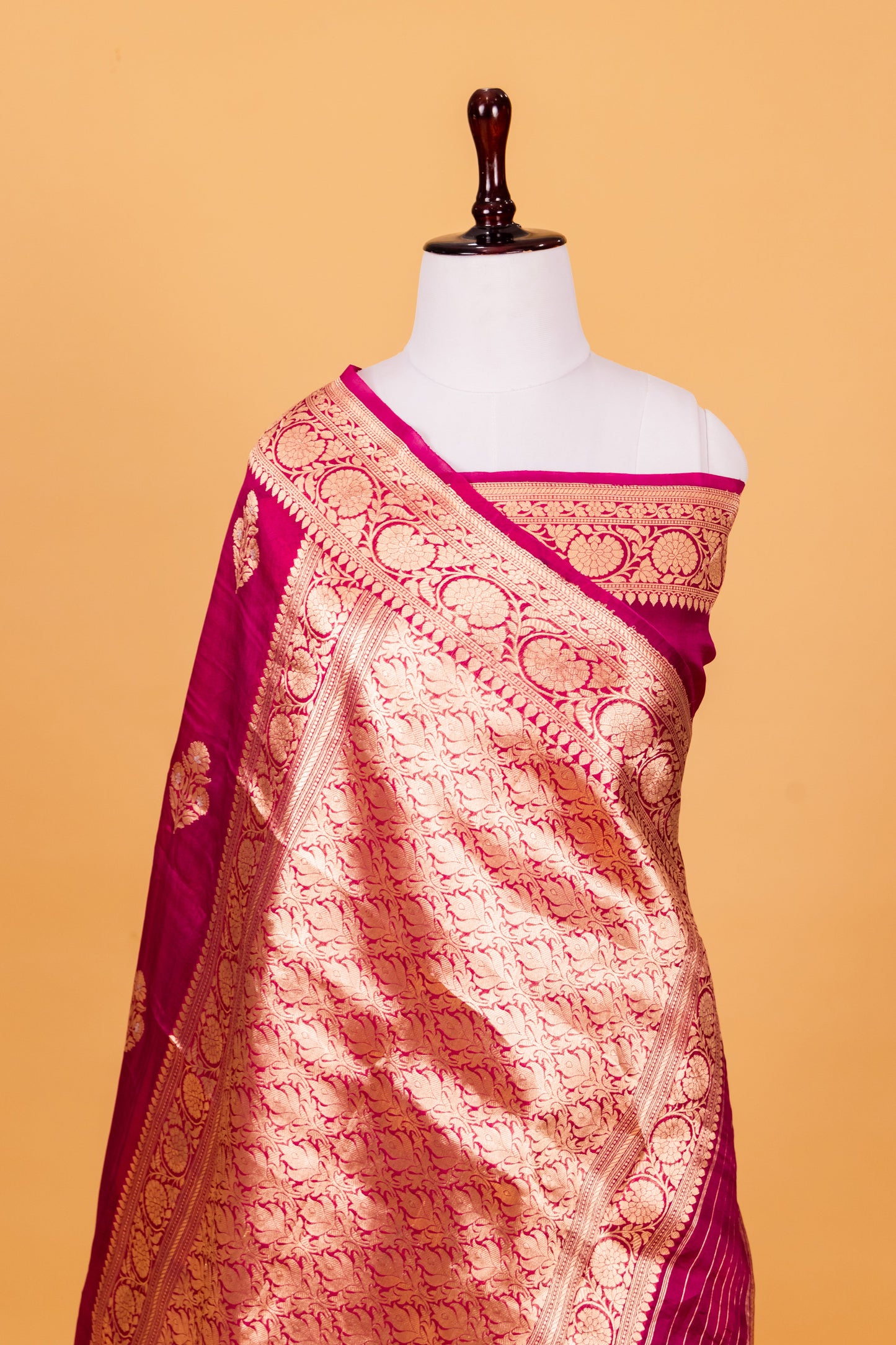 Magenta Organza Silk Kadhwa Saree