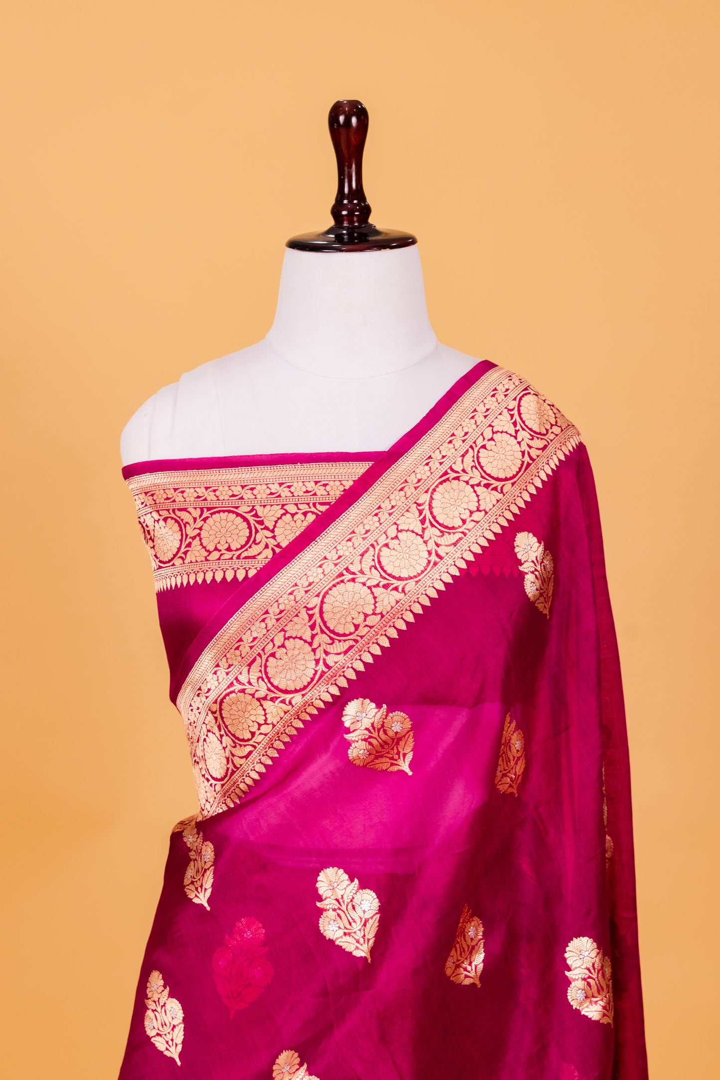 Magenta Organza Silk Kadhwa Saree