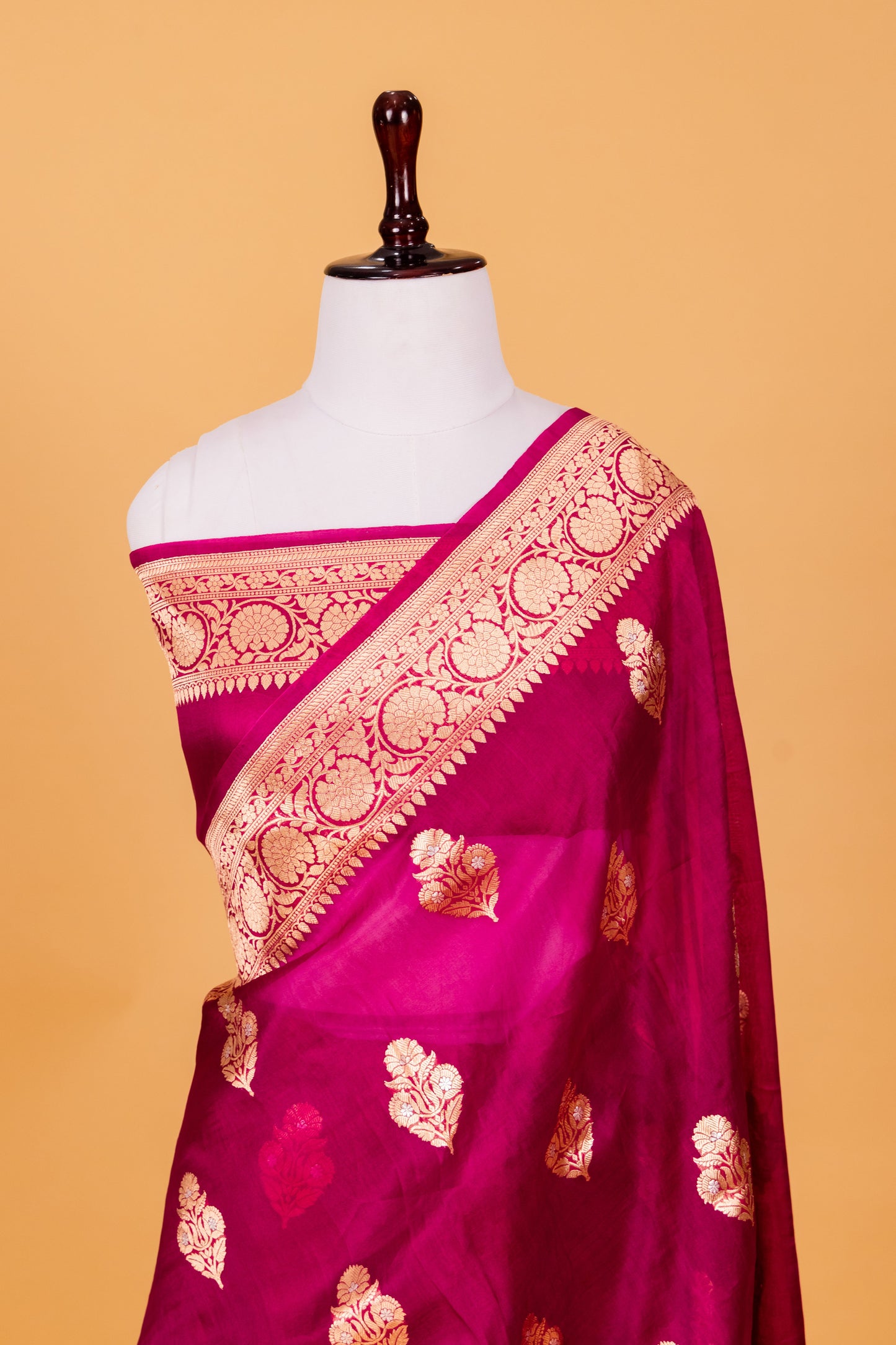 Magenta Organza Silk Kadhwa Saree