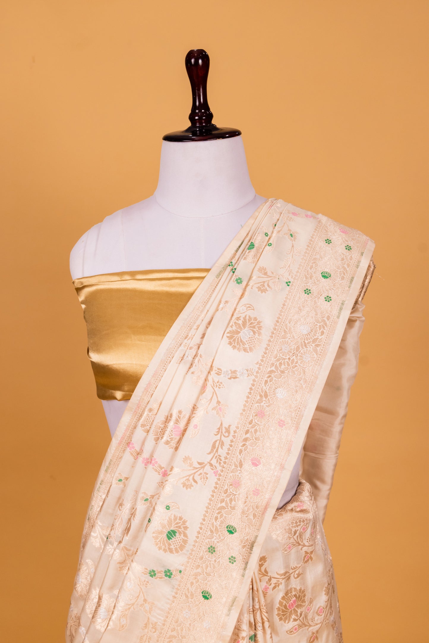 Ecru Katan Pure Silk Cutwork Saree