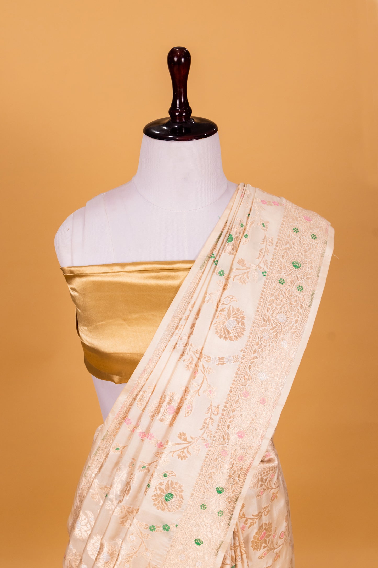 Ecru Katan Pure Silk Cutwork Saree