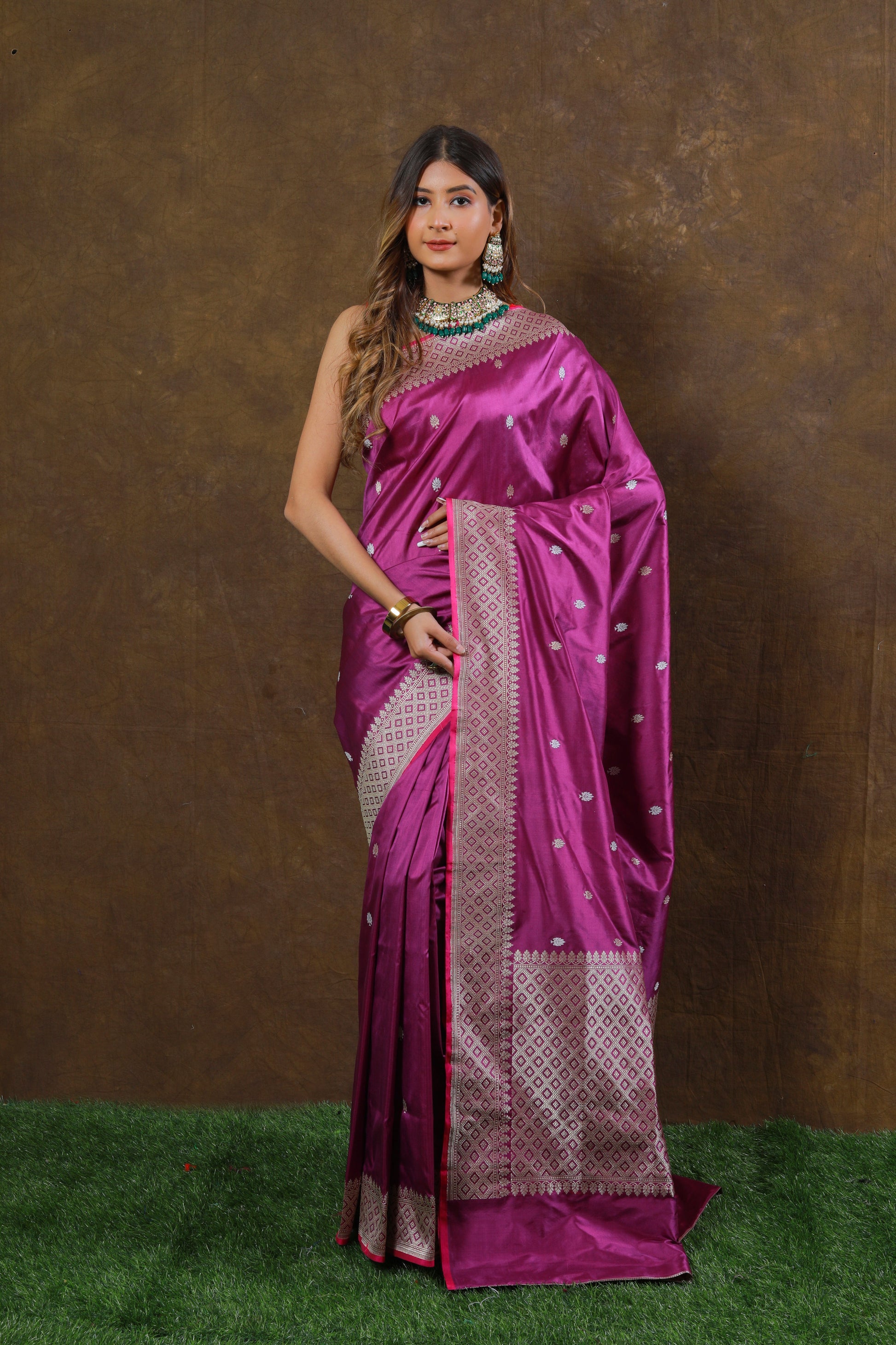 Rani Pink Handwoven Kadwa Katan Silk Saree - Panaya