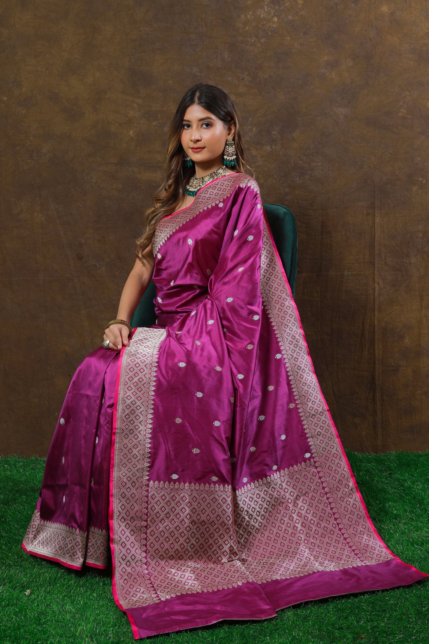 Rani Pink Handwoven Kadwa Katan Silk Saree - Panaya