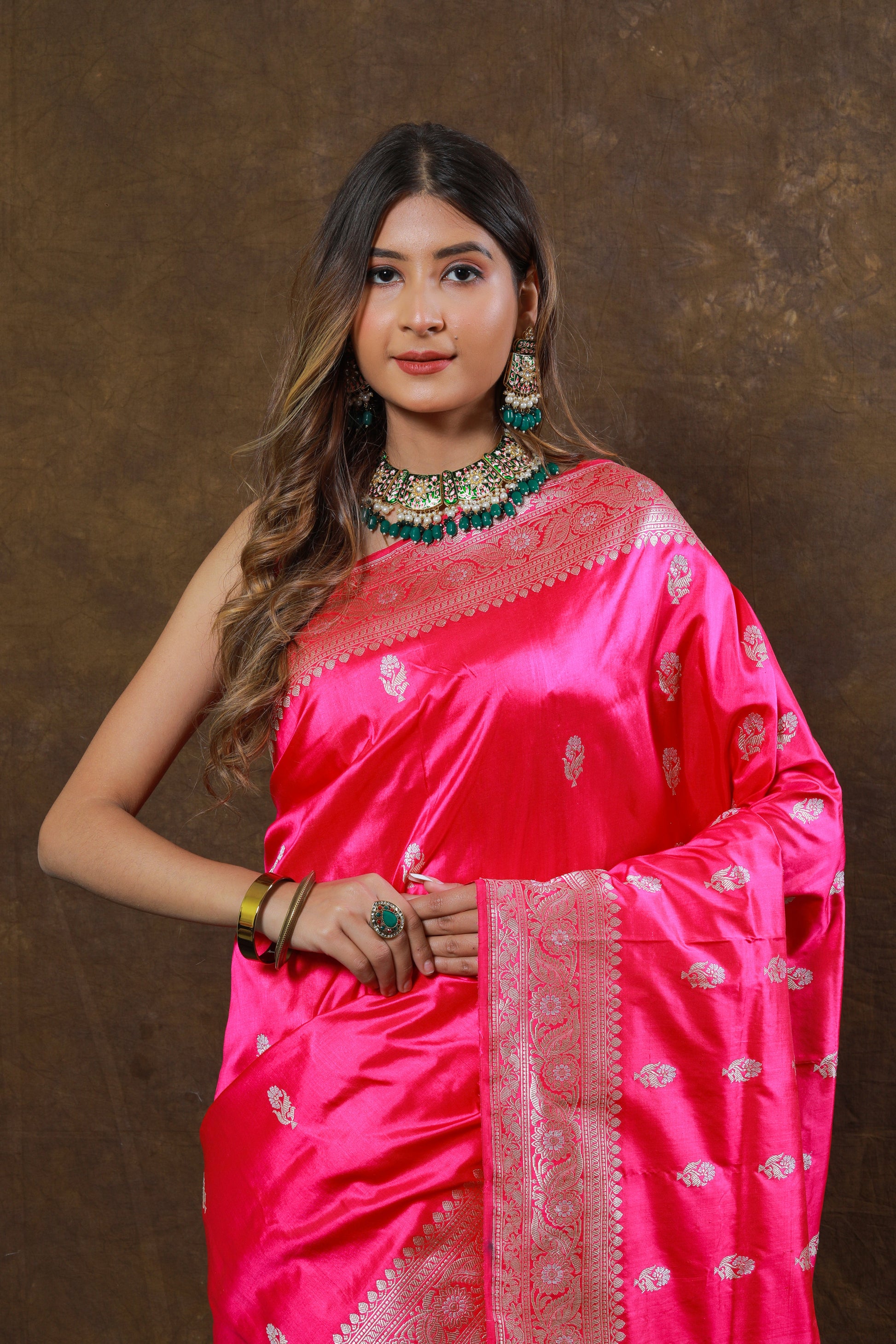 Pink Handwoven Kadwa Katan Silk Saree - Panaya