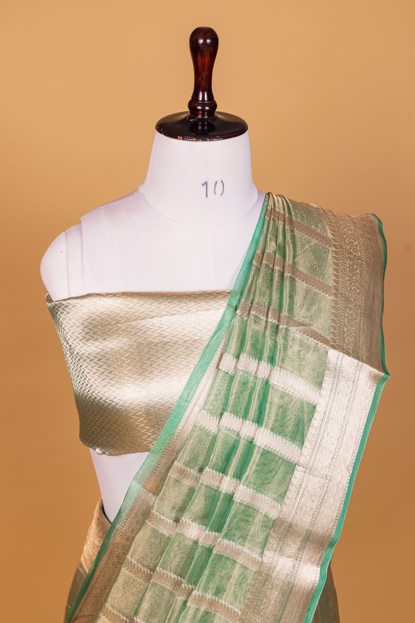 Light Green Tissue Pure Silk Cutwork Saree - Panaya