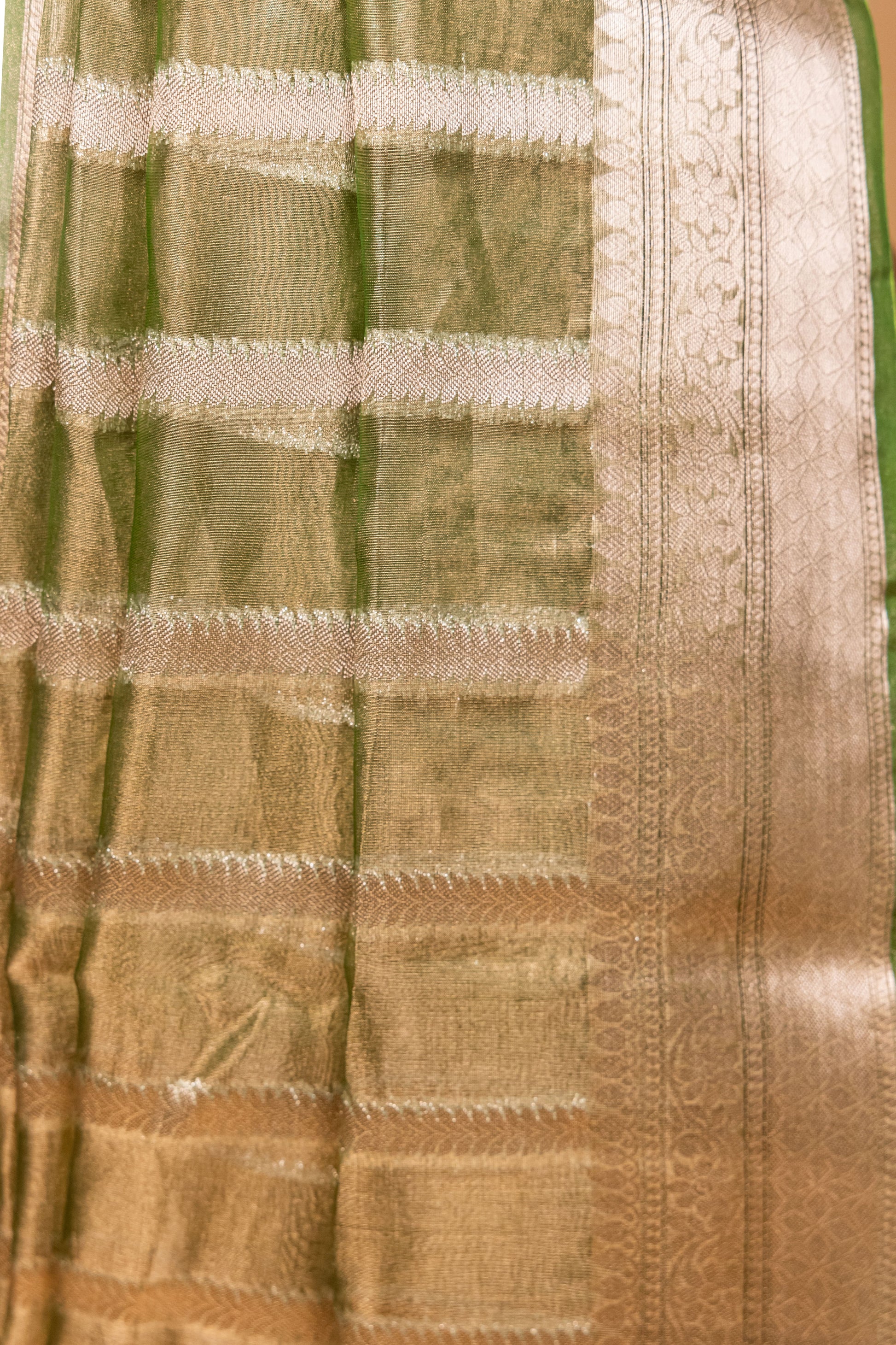 Green Tissue Pure Silk Cutwork Saree - Panaya