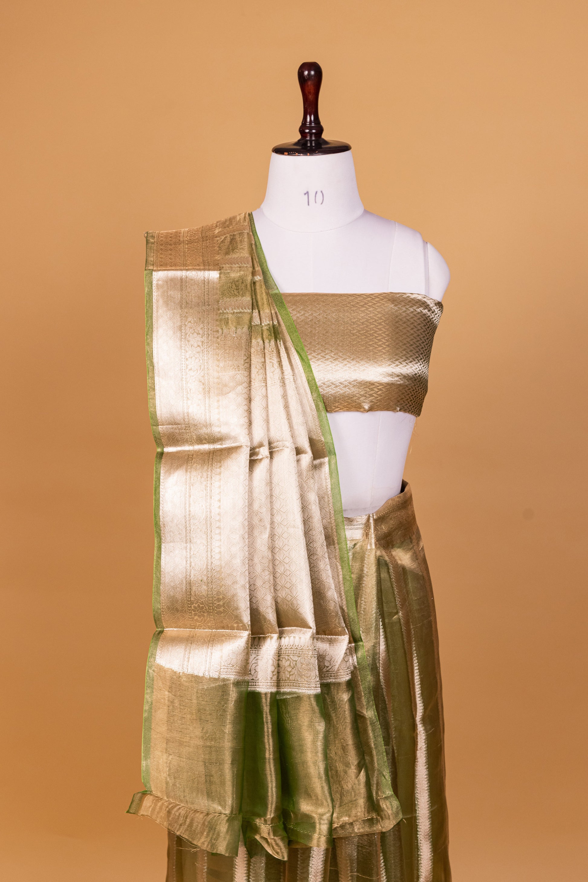 Green Tissue Pure Silk Cutwork Saree - Panaya