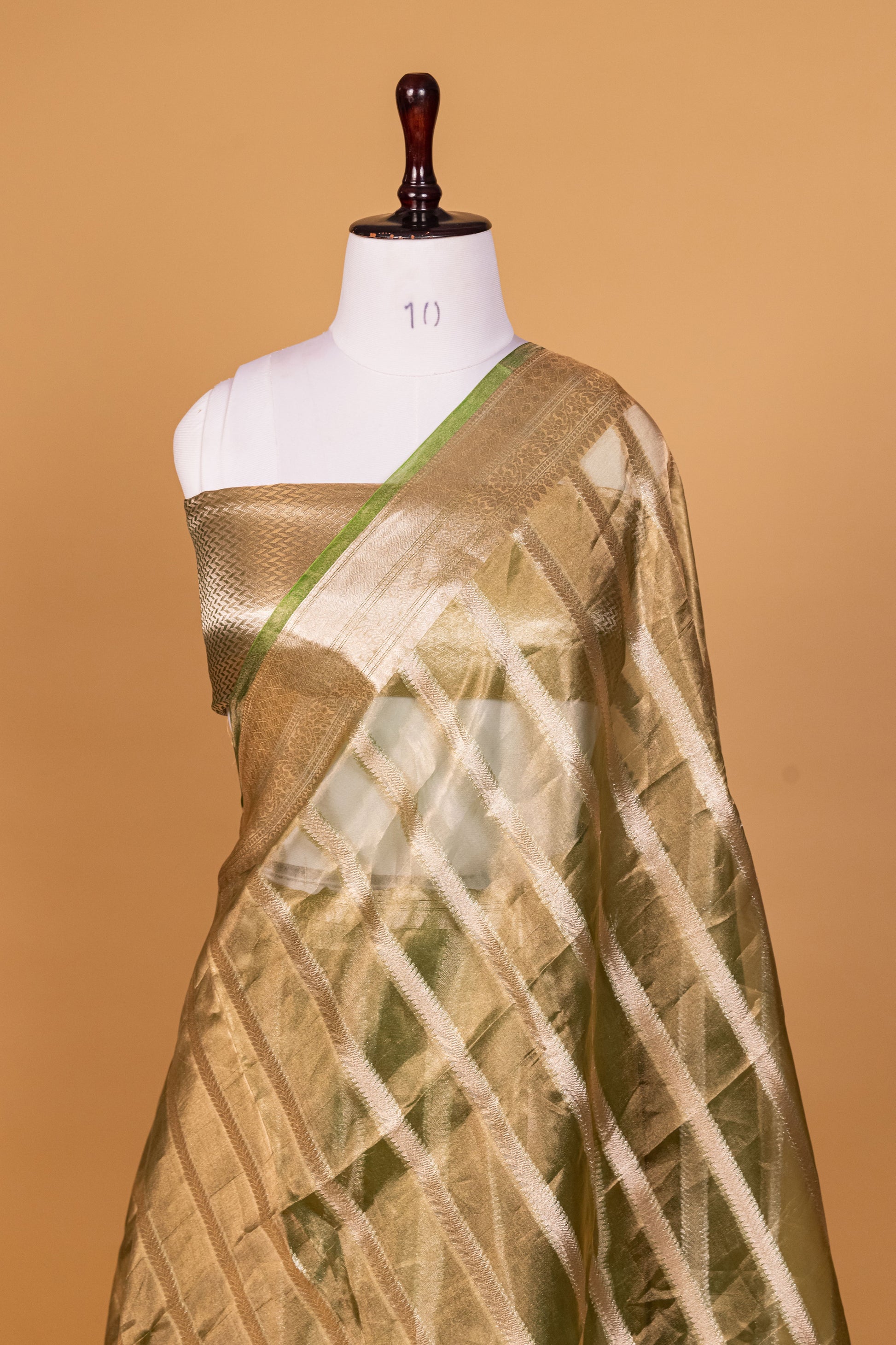 Green Tissue Pure Silk Cutwork Saree - Panaya