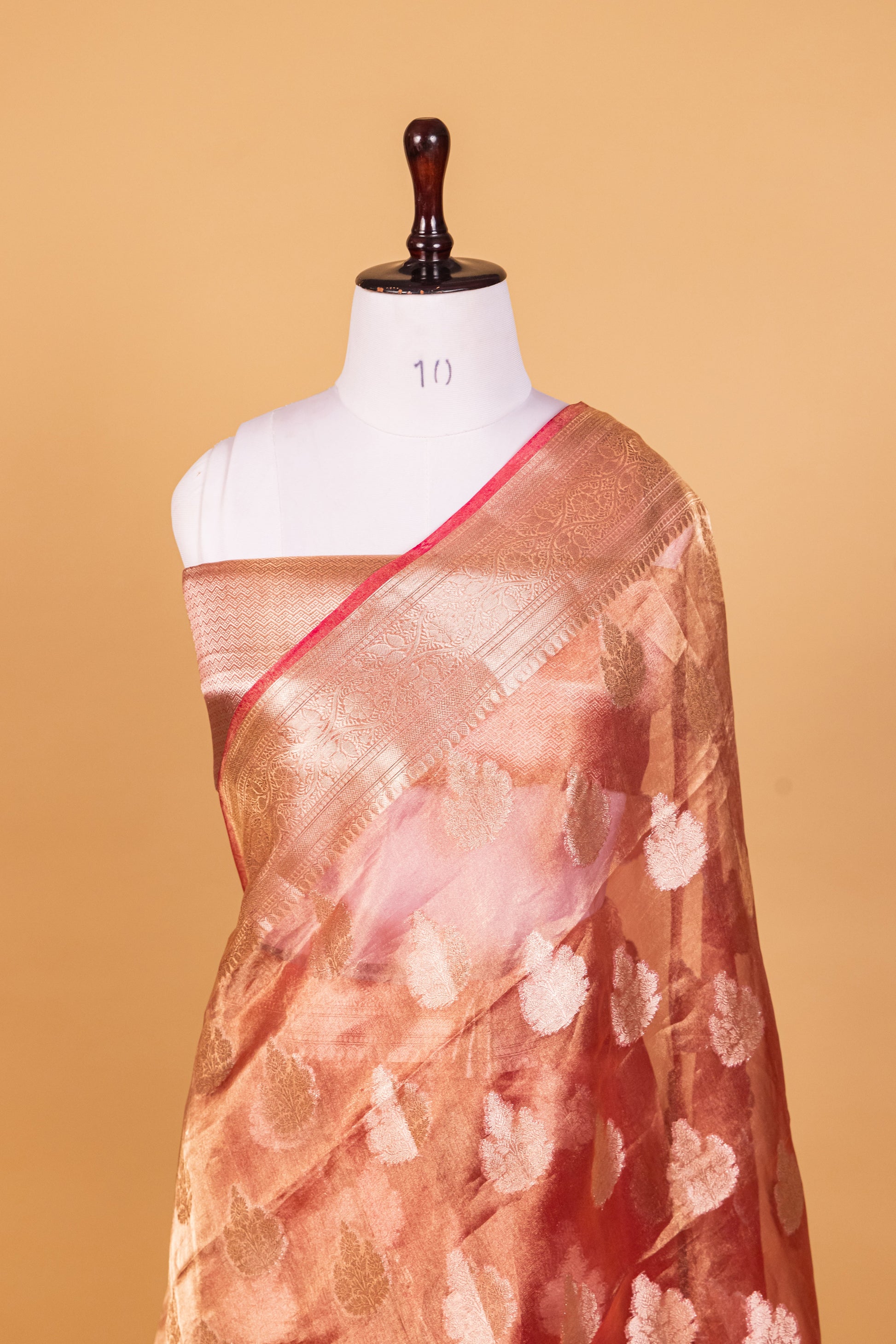 Onion Pink Tissue Pure Silk Dyed Saree - Panaya